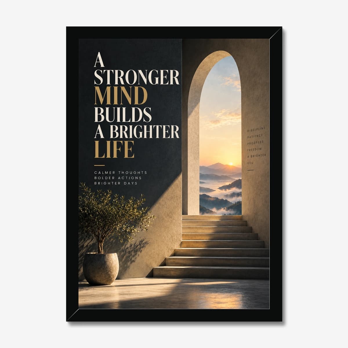 A Stronger Mind in a black Classic frame; digital preview