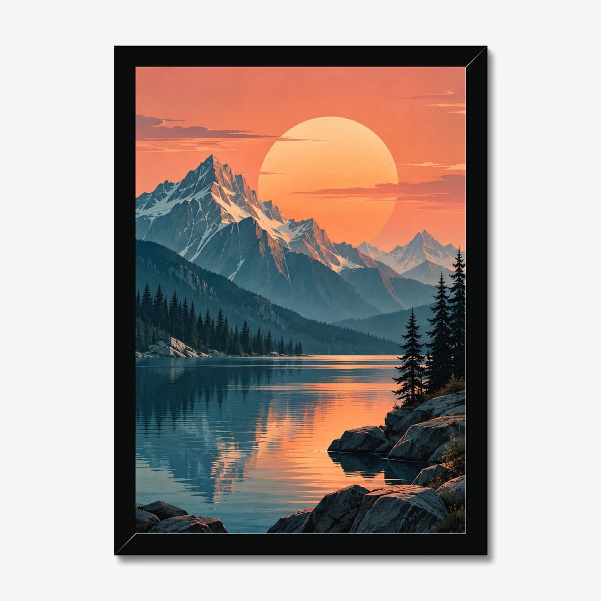 Alpine Sunset in a black Classic frame; digital preview