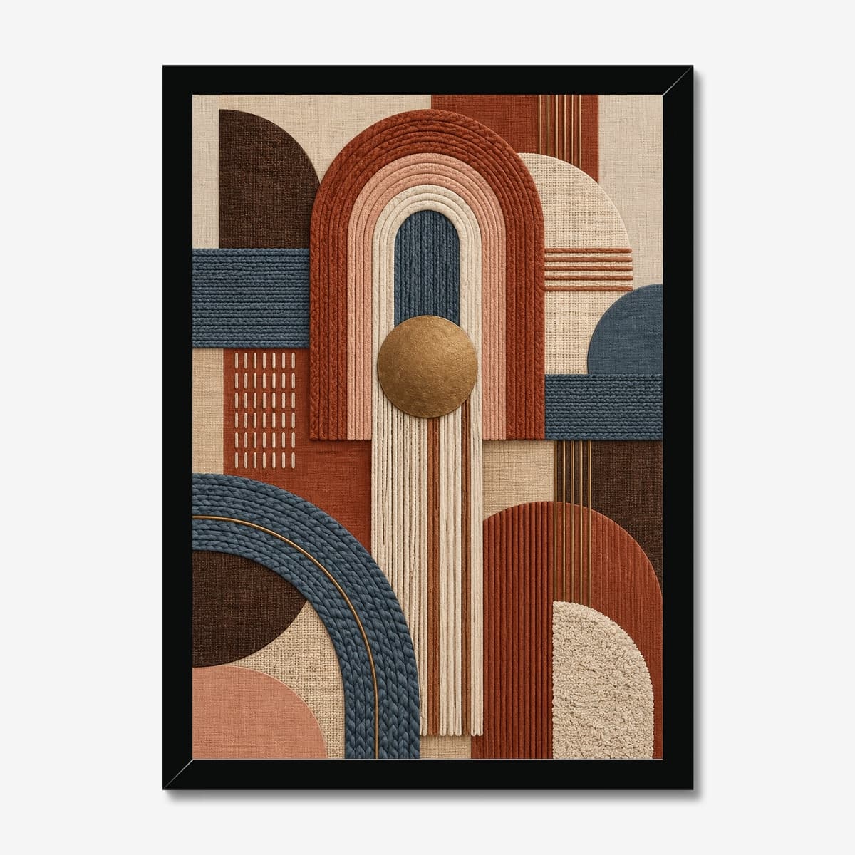 Boho Arch Tapestry in a black Classic frame; digital preview