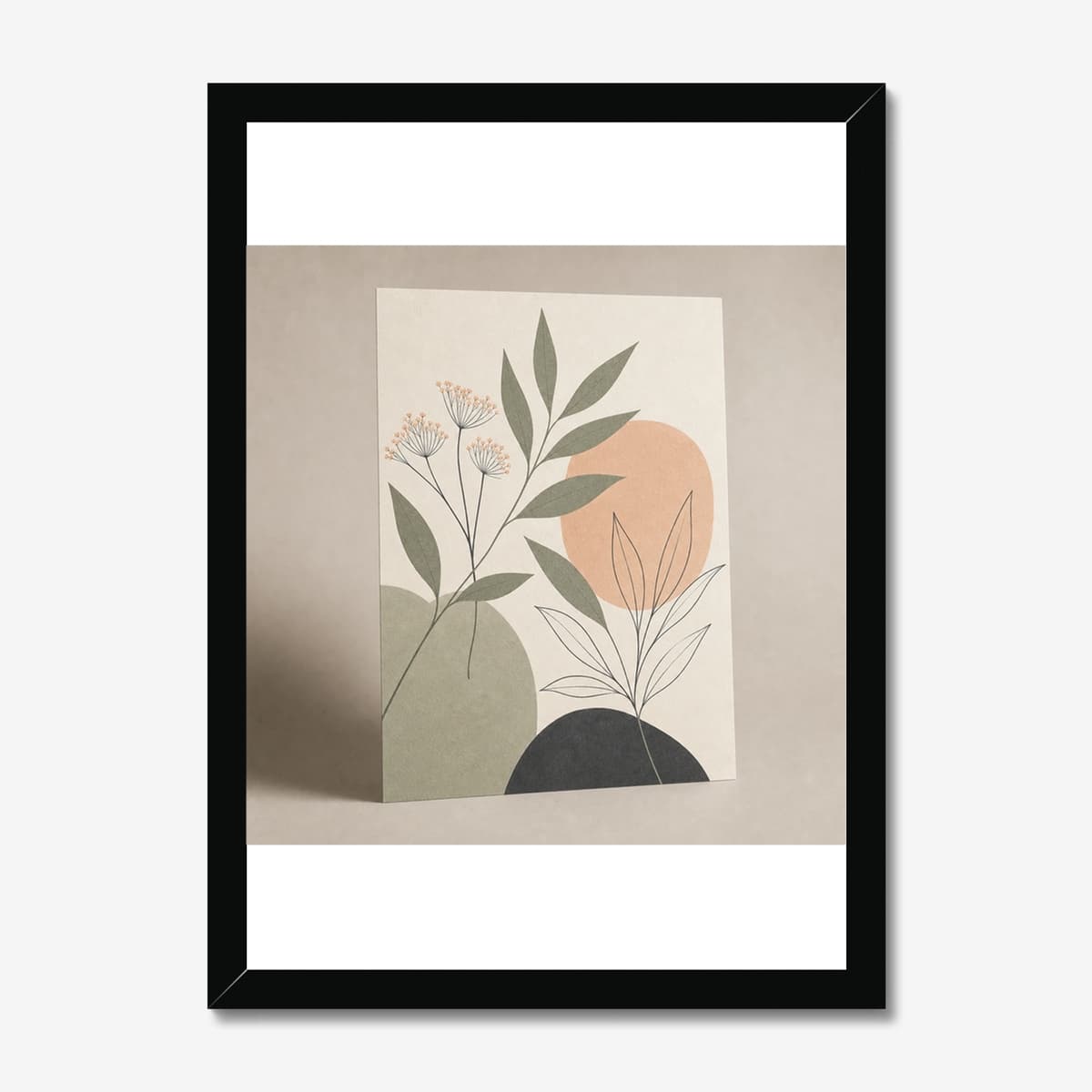 Botanical Line Art in a black Classic frame; digital preview