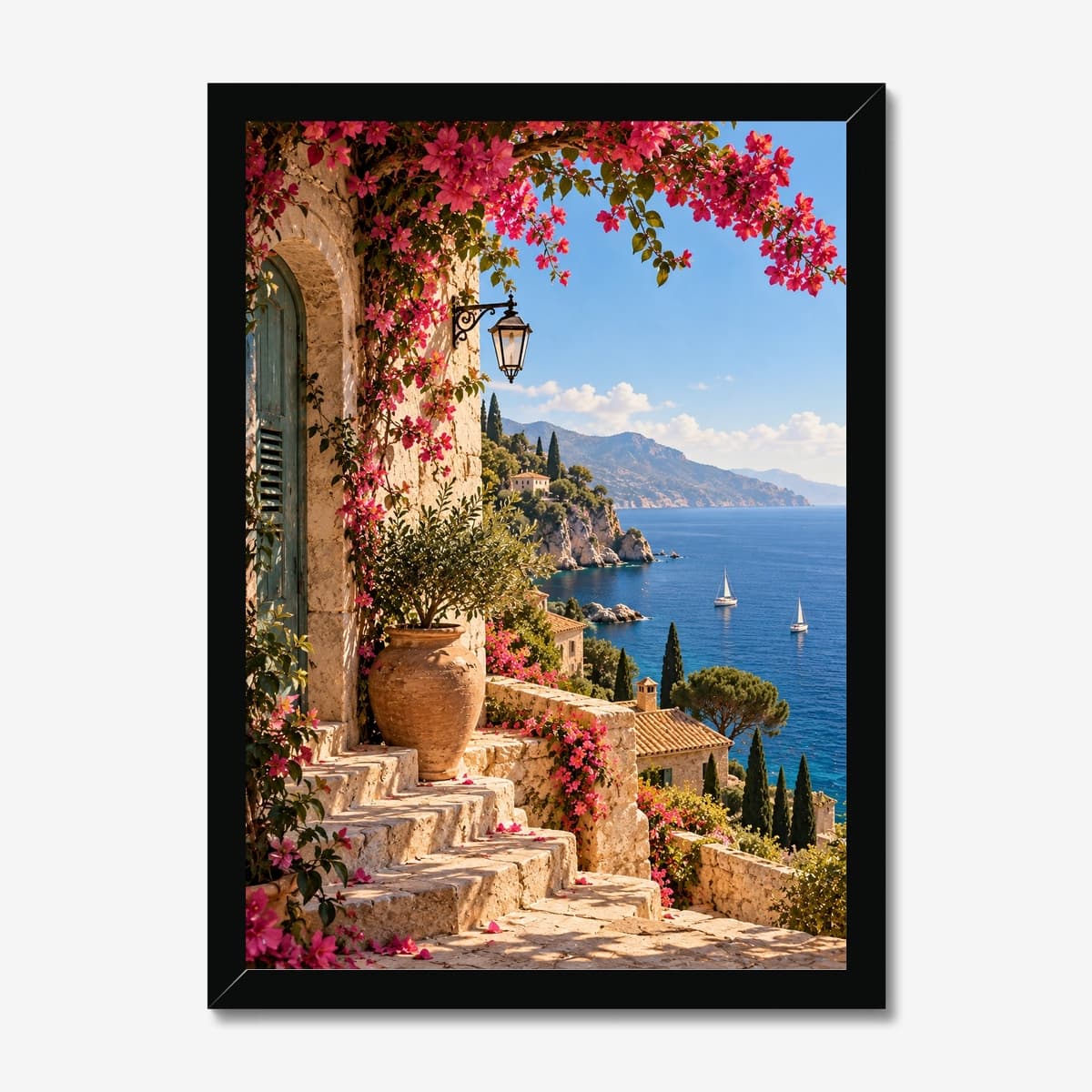 Bougainvillea Descent in a black Classic frame; digital preview