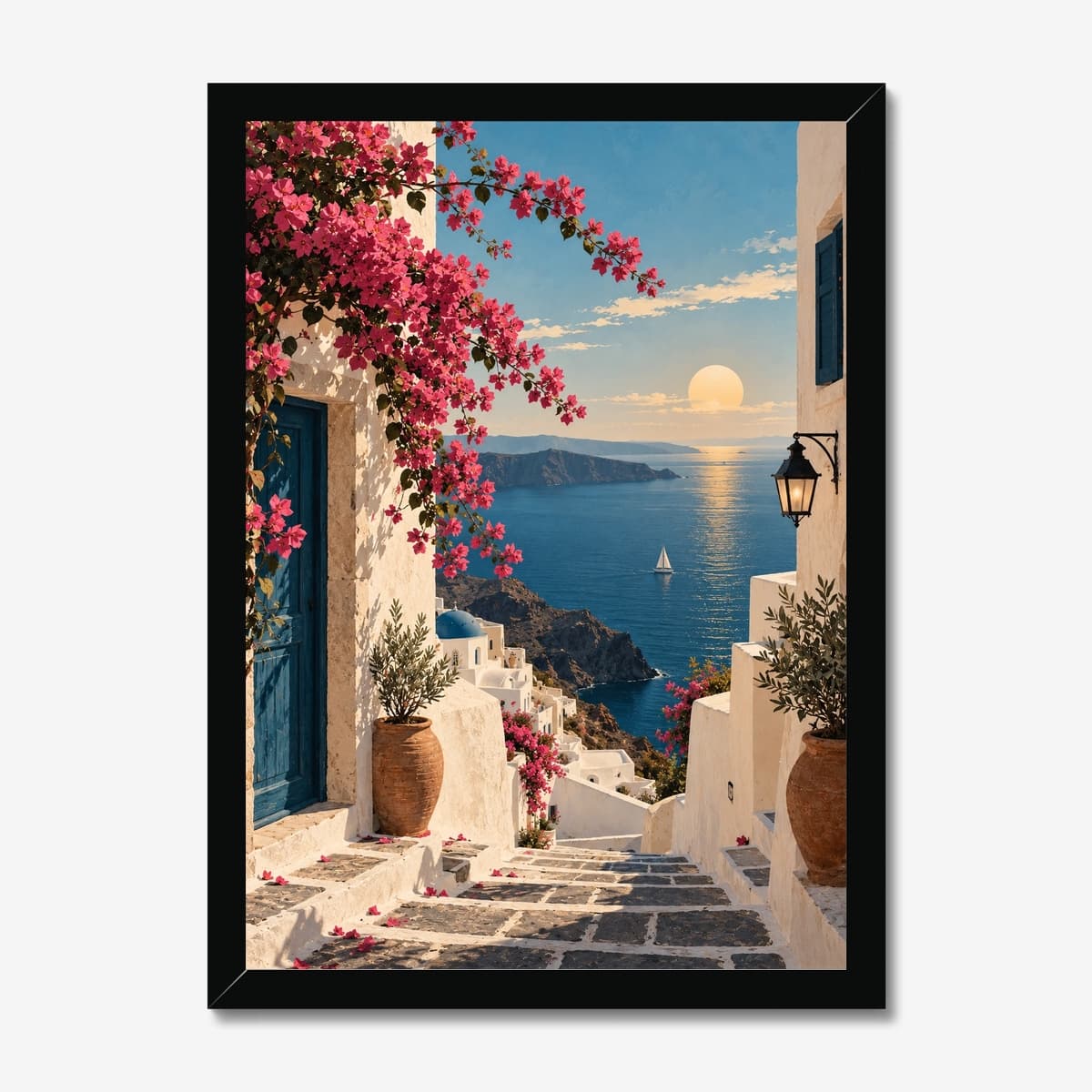 Bougainvillea by the Sea in a black Classic frame; digital preview
