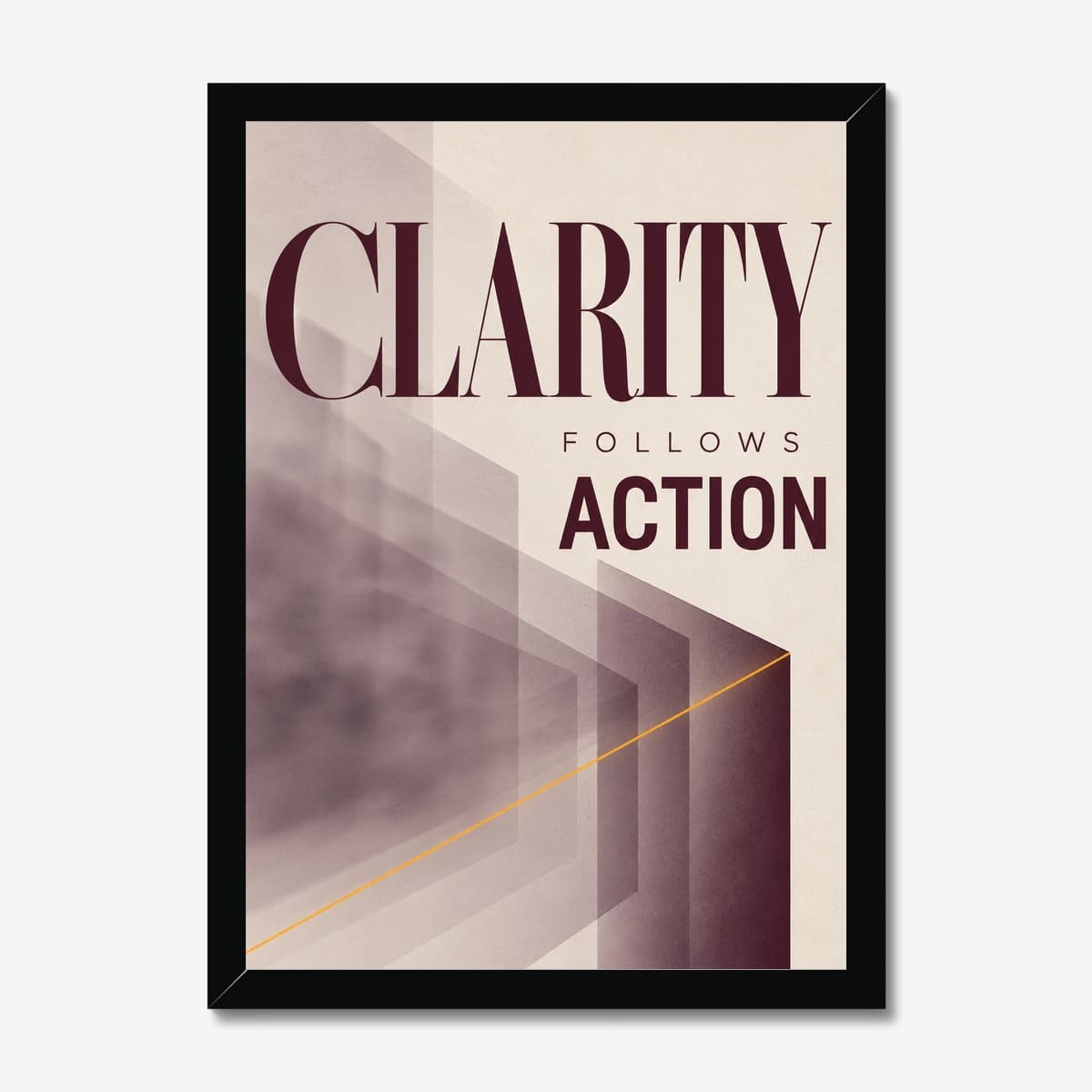 Clarity Follows Action in a black Classic frame; digital preview