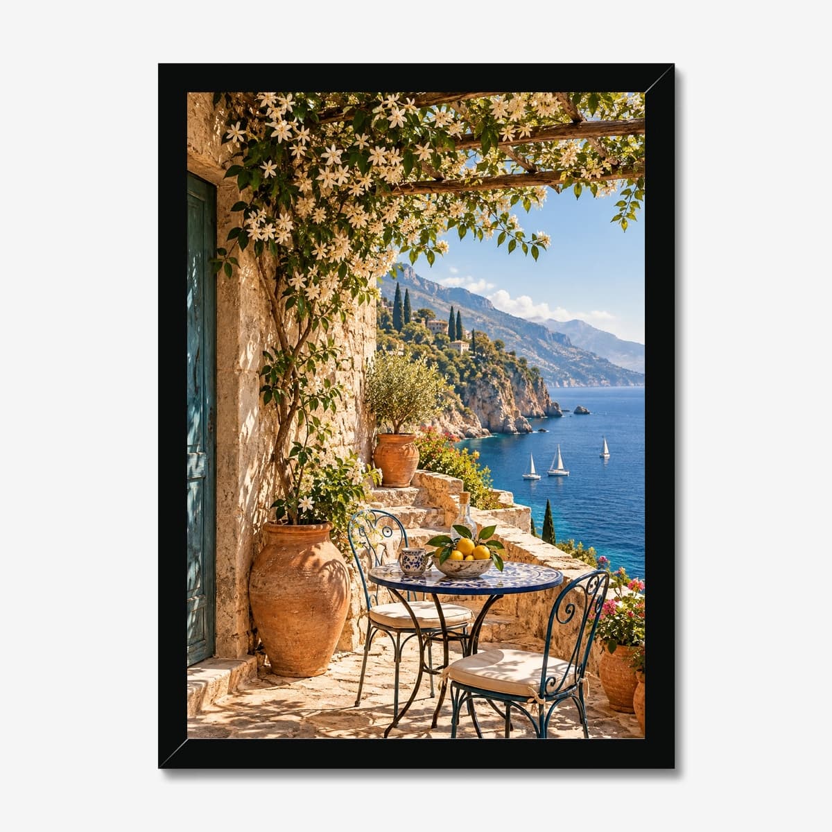 Clifftop Breakfast in a black Classic frame; digital preview
