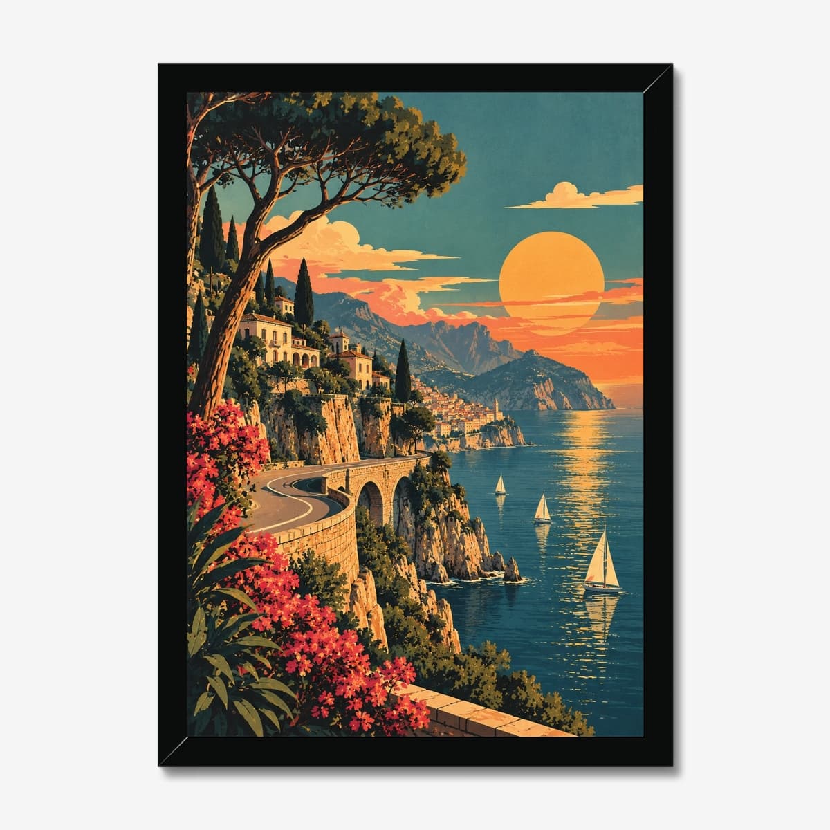 Coastal Evening Drive in a black Classic frame; digital preview