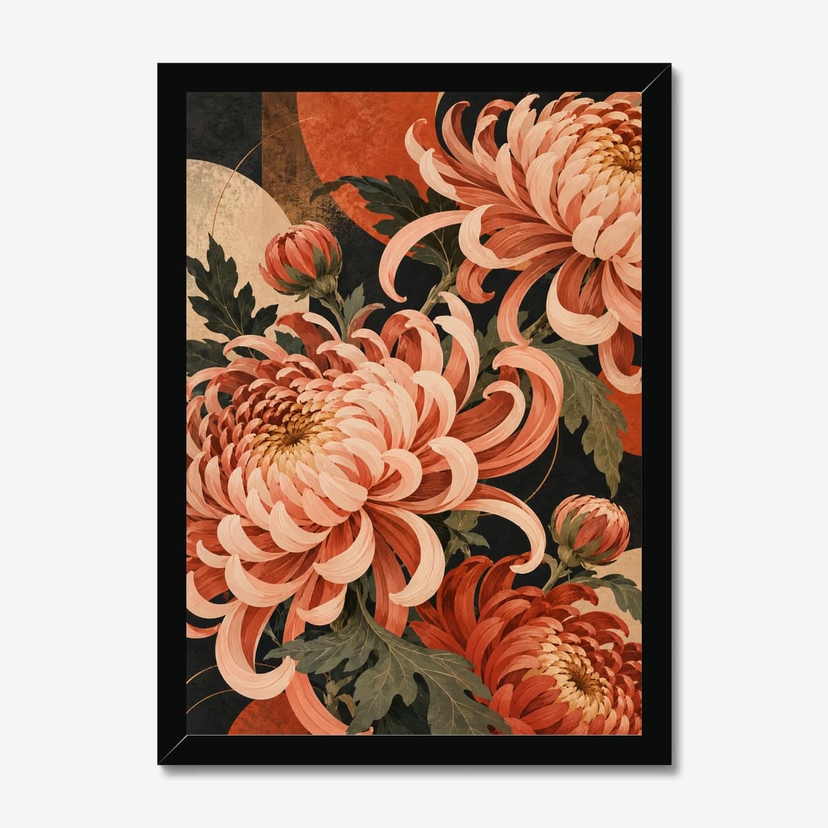 Coral Chrysanthemum in a black Classic frame; digital preview