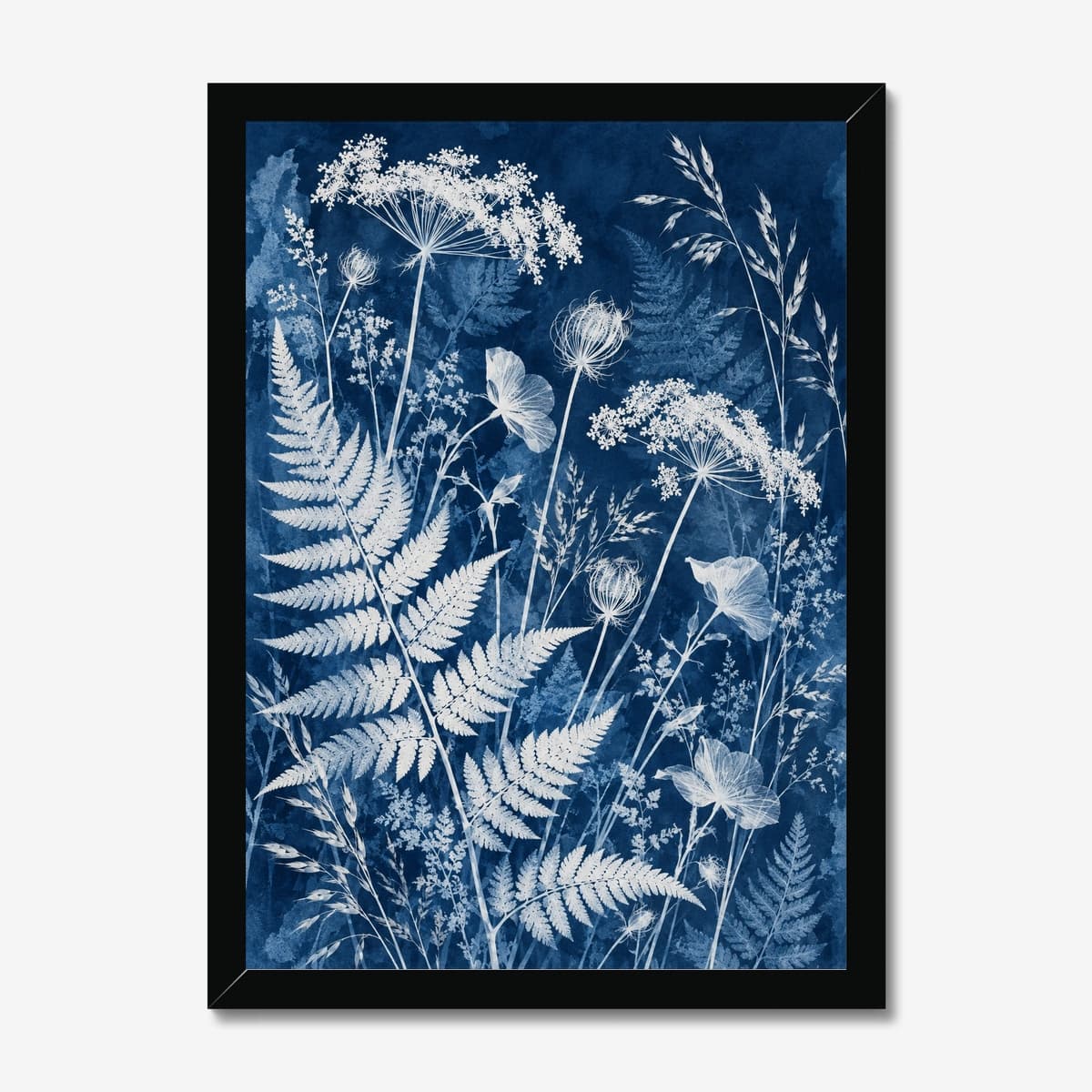 Fern Cyanotype in a black Classic frame; digital preview