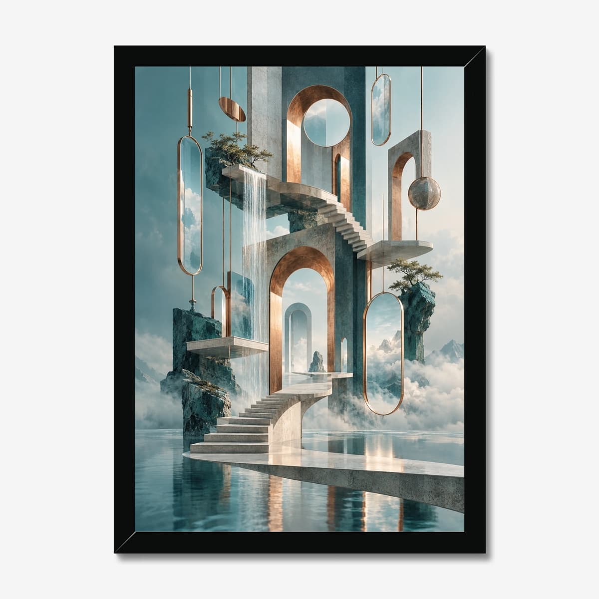 Floating Temple in a black Classic frame; digital preview