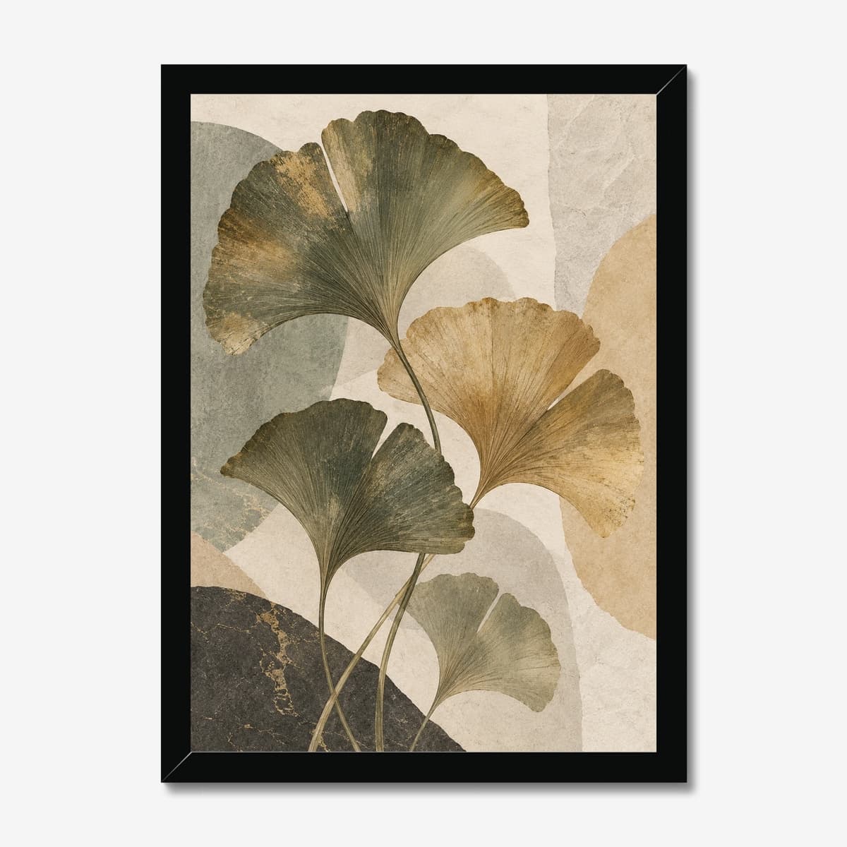 Ginkgo Leaves in a black Classic frame; digital preview