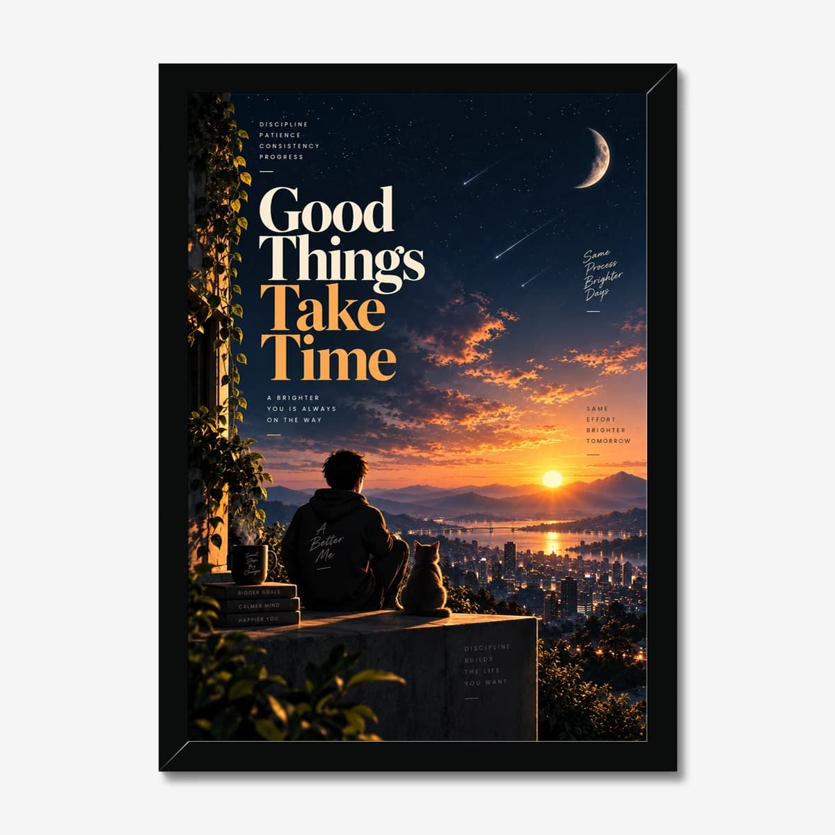 Good Things Take Time in a black Classic frame; digital preview