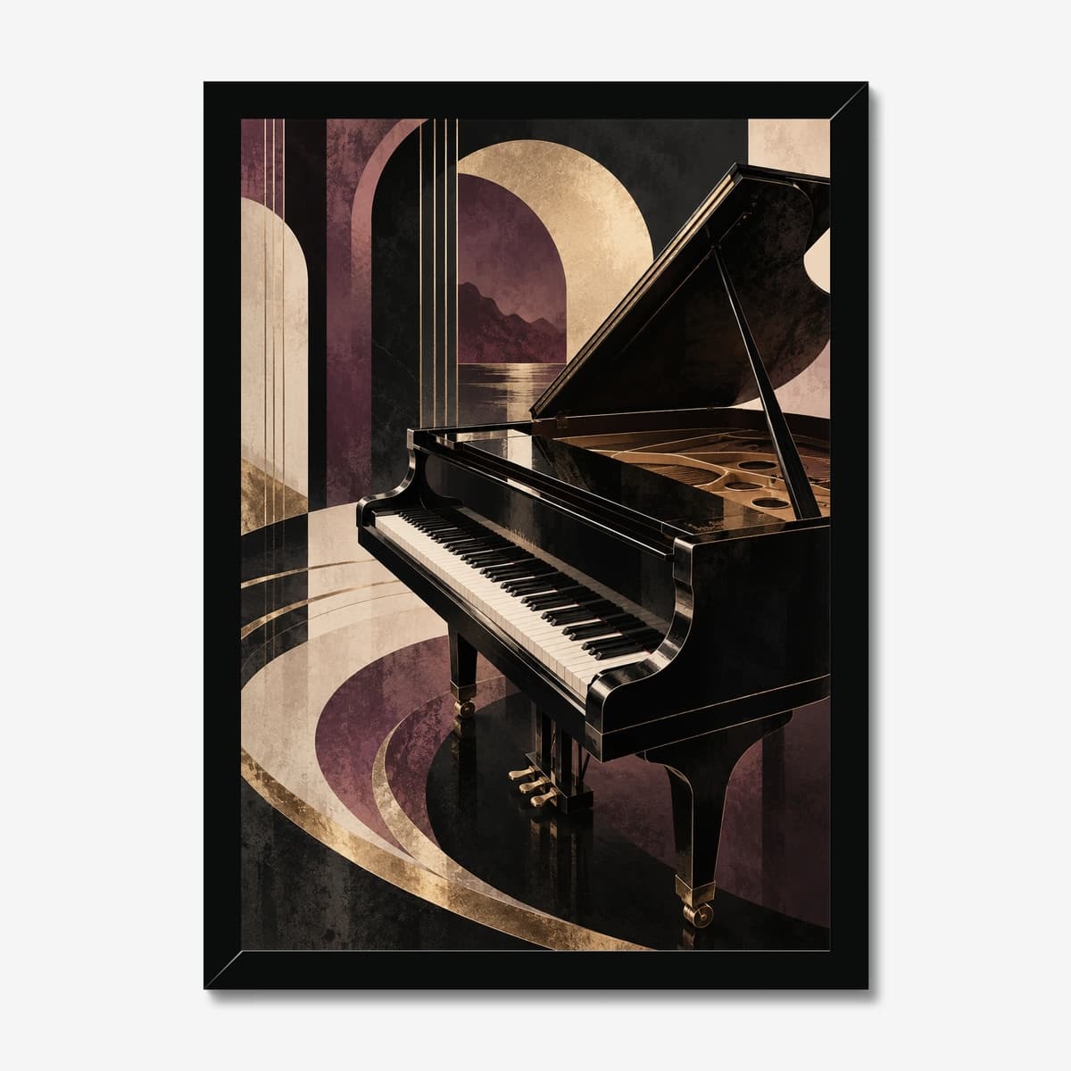 Grand Piano Reverie in a black Classic frame; digital preview