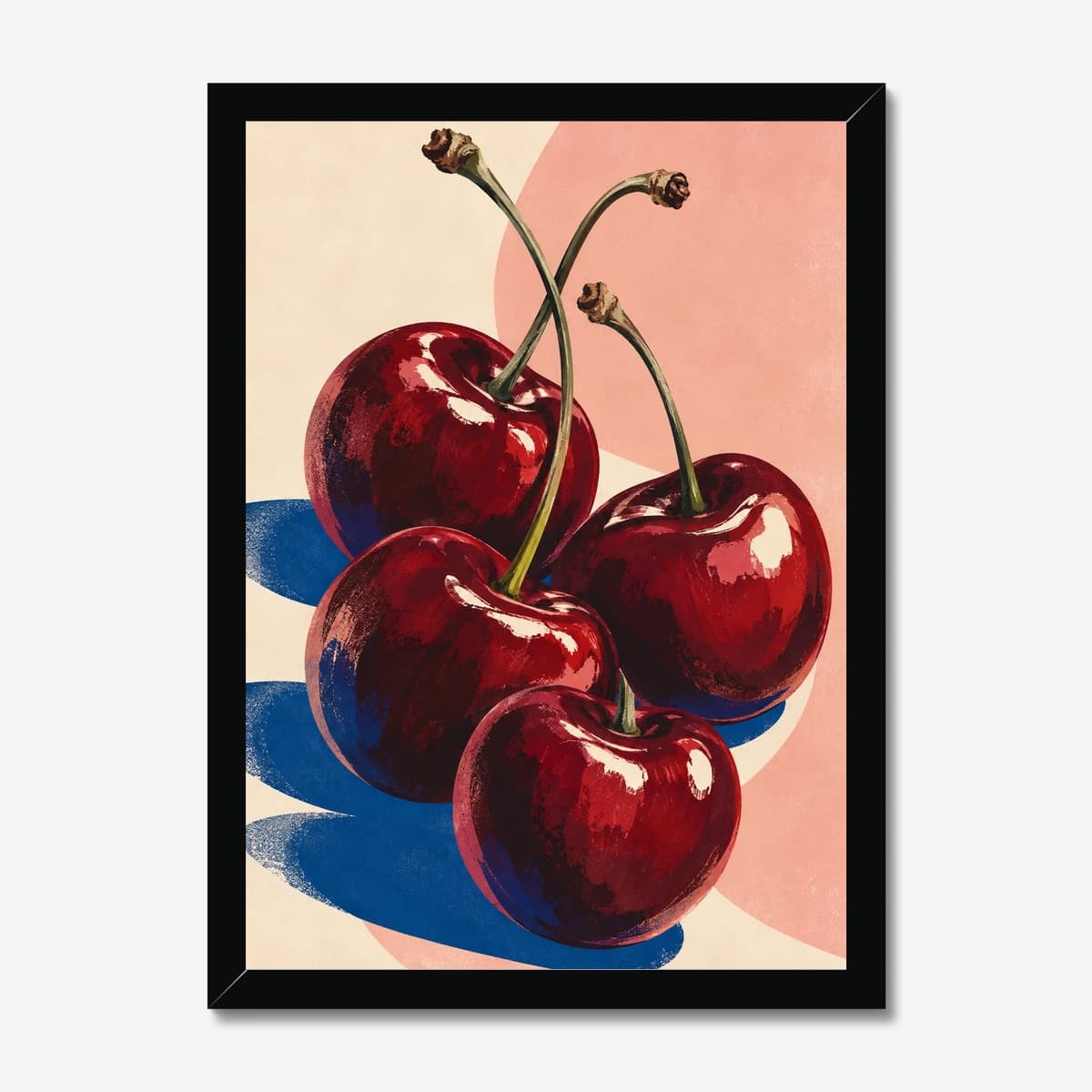 Graphic Cherries in a black Classic frame; digital preview