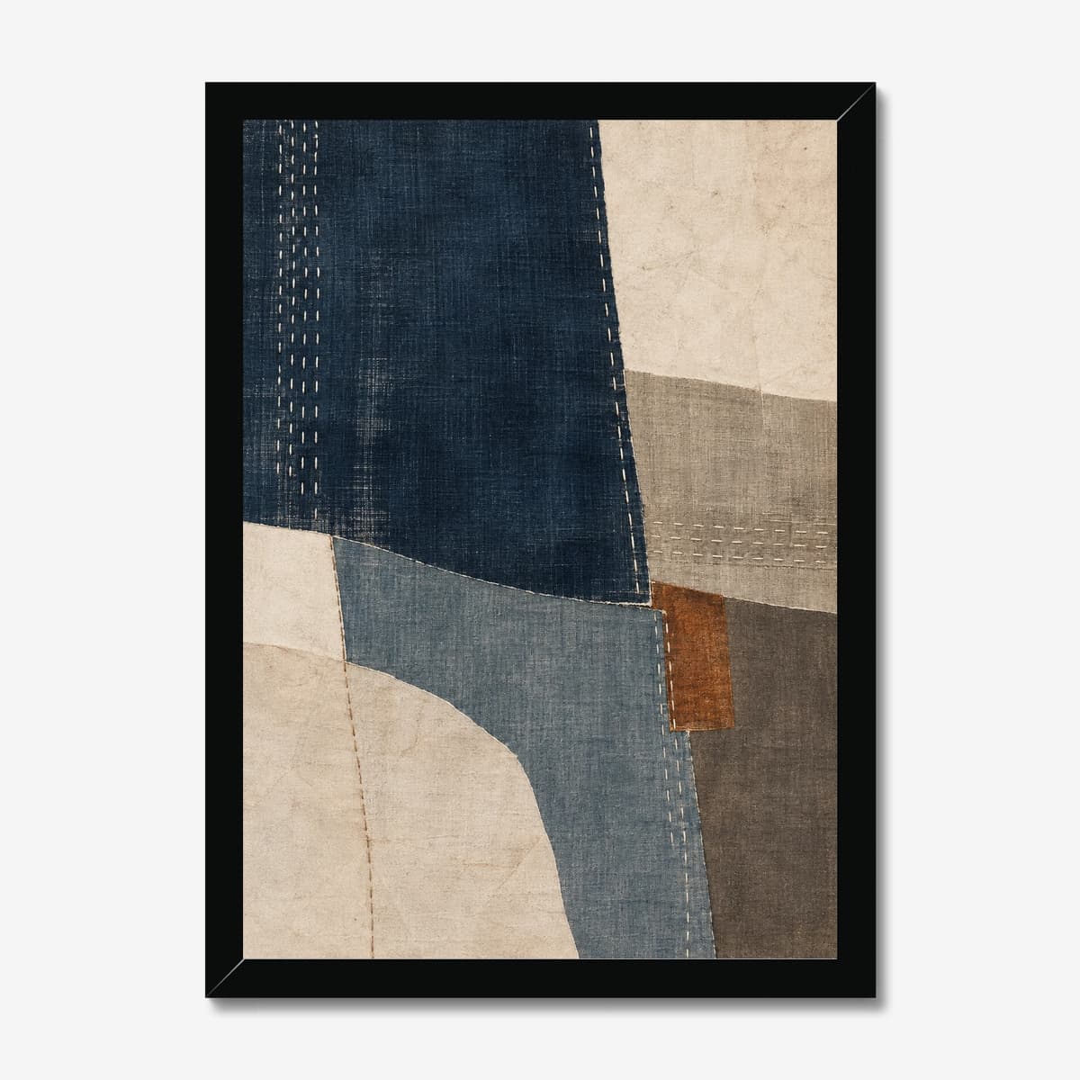 Indigo Sashiko in a black Classic frame; digital preview