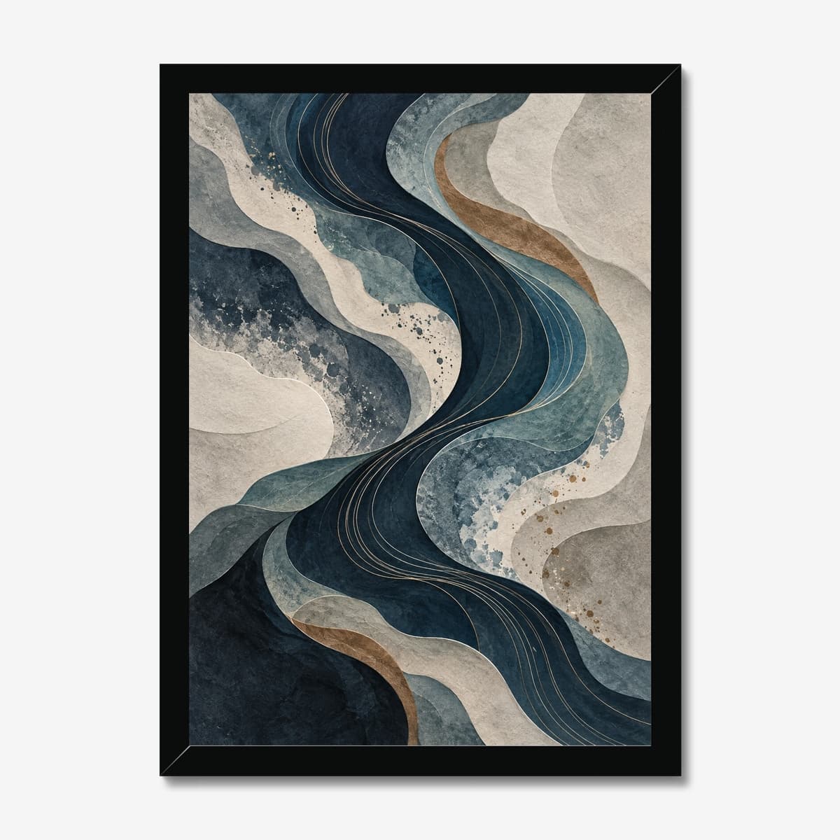 Indigo Wave Layers in a black Classic frame; digital preview