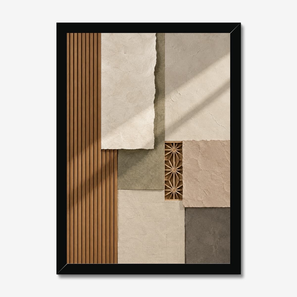 Japandi Textures in a black Classic frame; digital preview