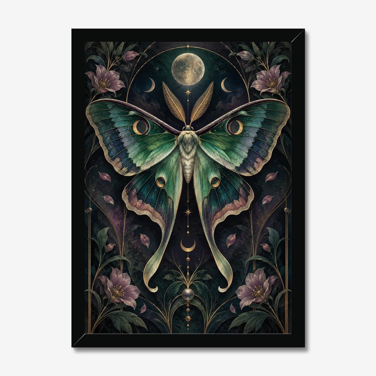 Luna Moth in a black Classic frame; digital preview