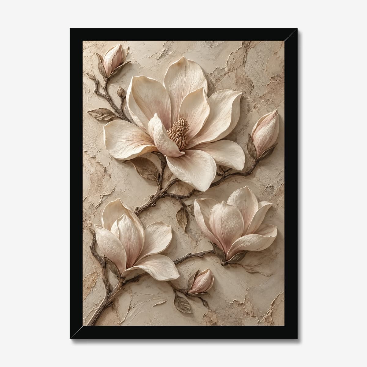 Magnolia Relief in a black Classic frame; digital preview