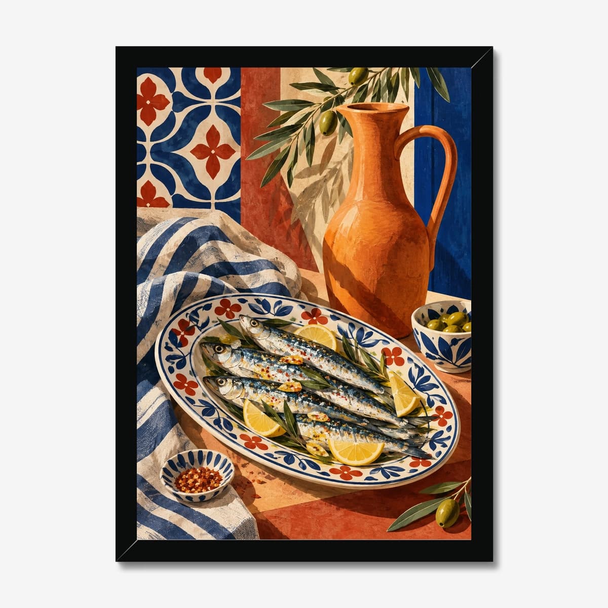 Mediterranean Table in a black Classic frame; digital preview
