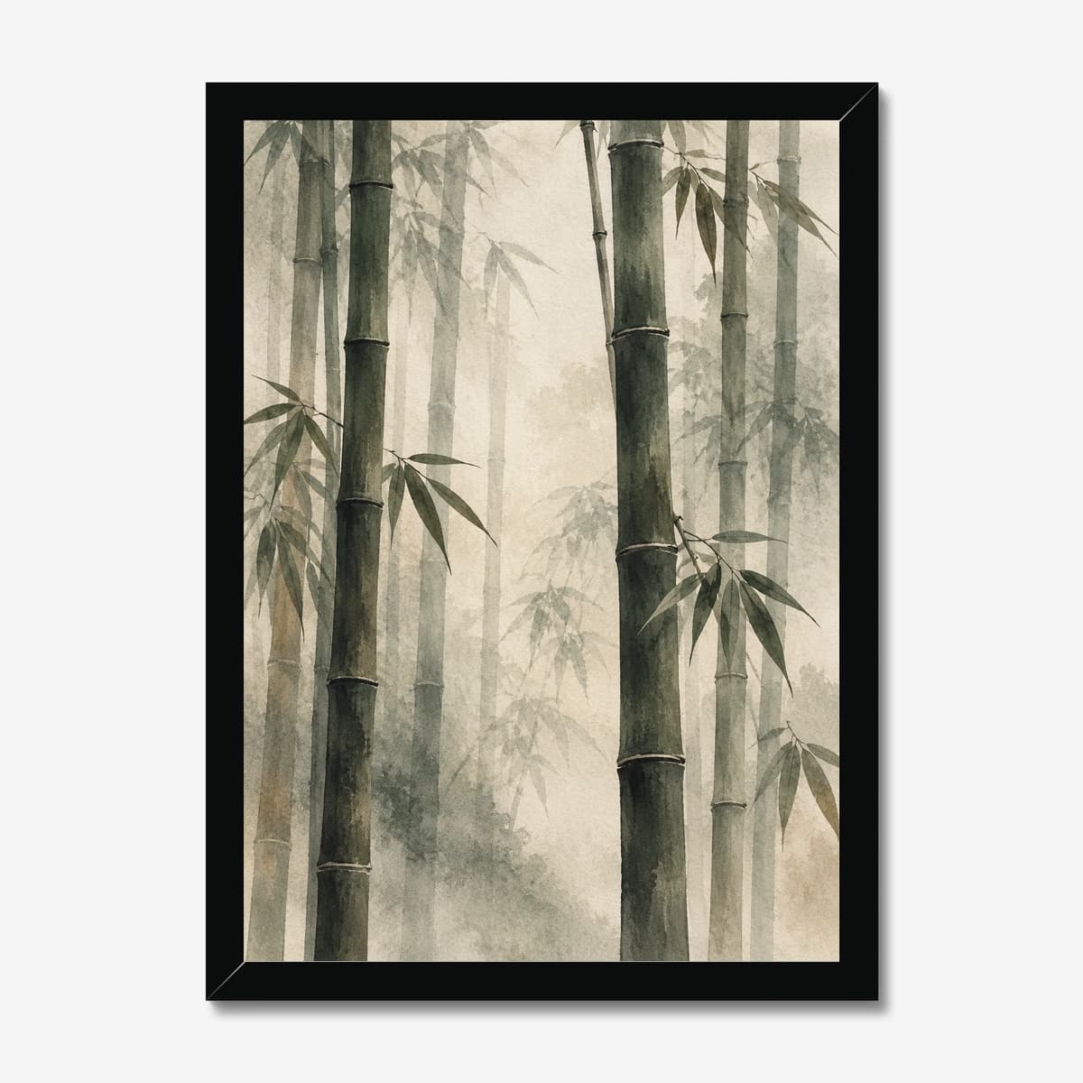 Misty Bamboo Grove in a black Classic frame; digital preview