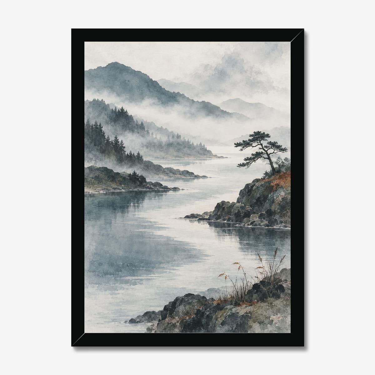 Misty River Valley in a black Classic frame; digital preview