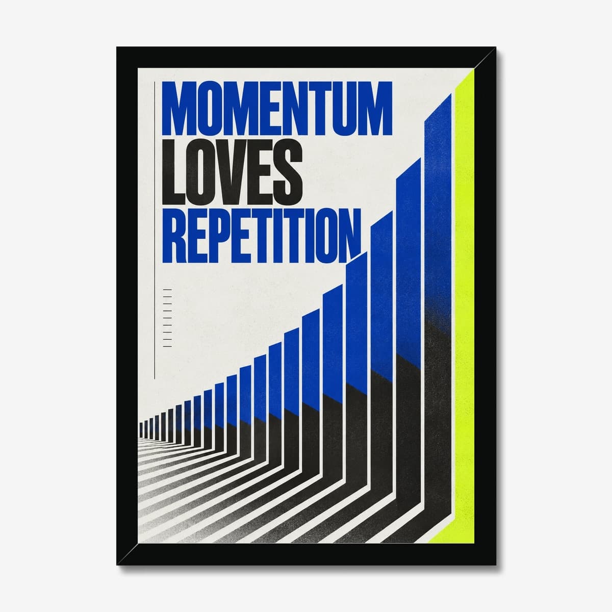 Momentum Loves Repetition in a black Classic frame; digital preview