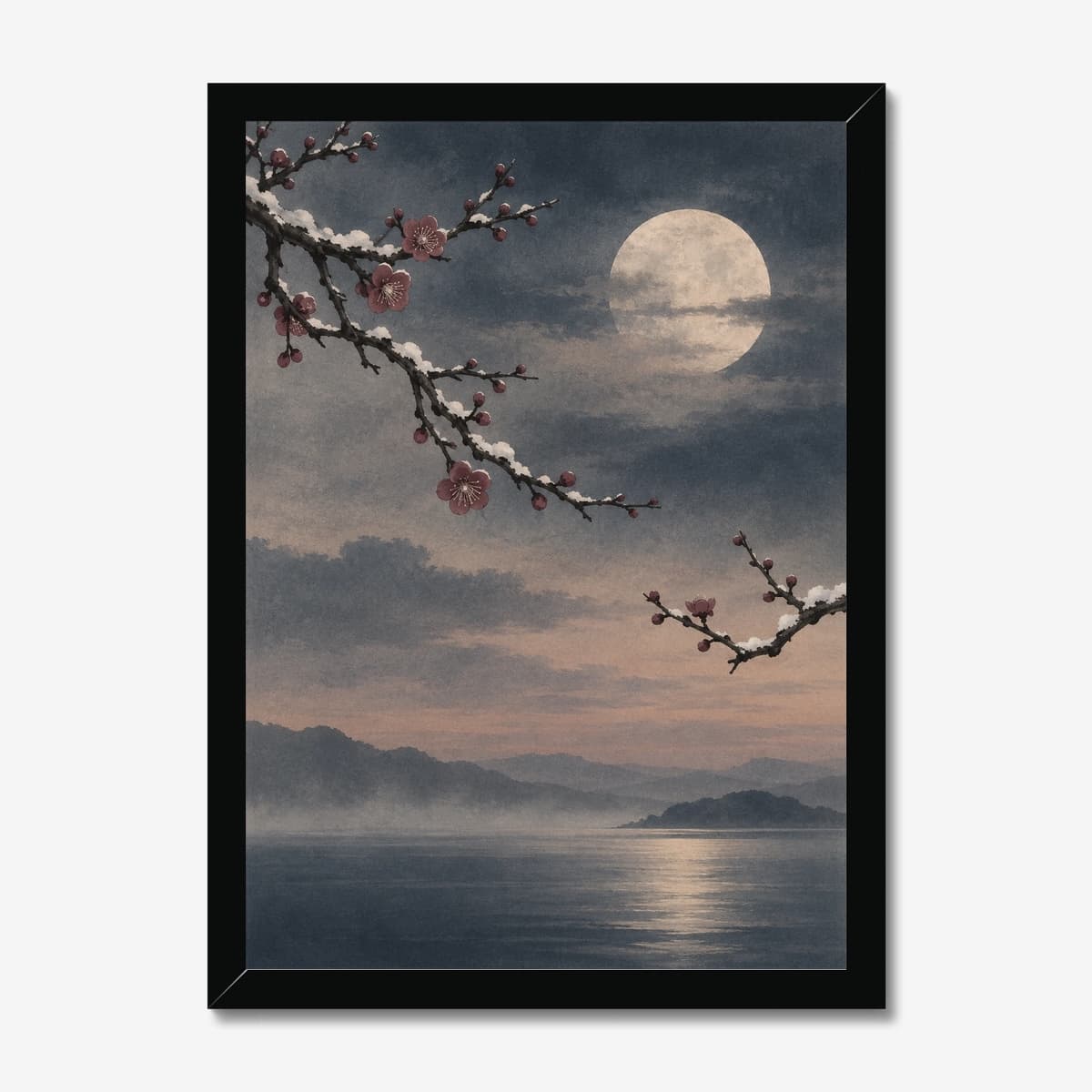 Moonlit Plum Blossom in a black Classic frame; digital preview