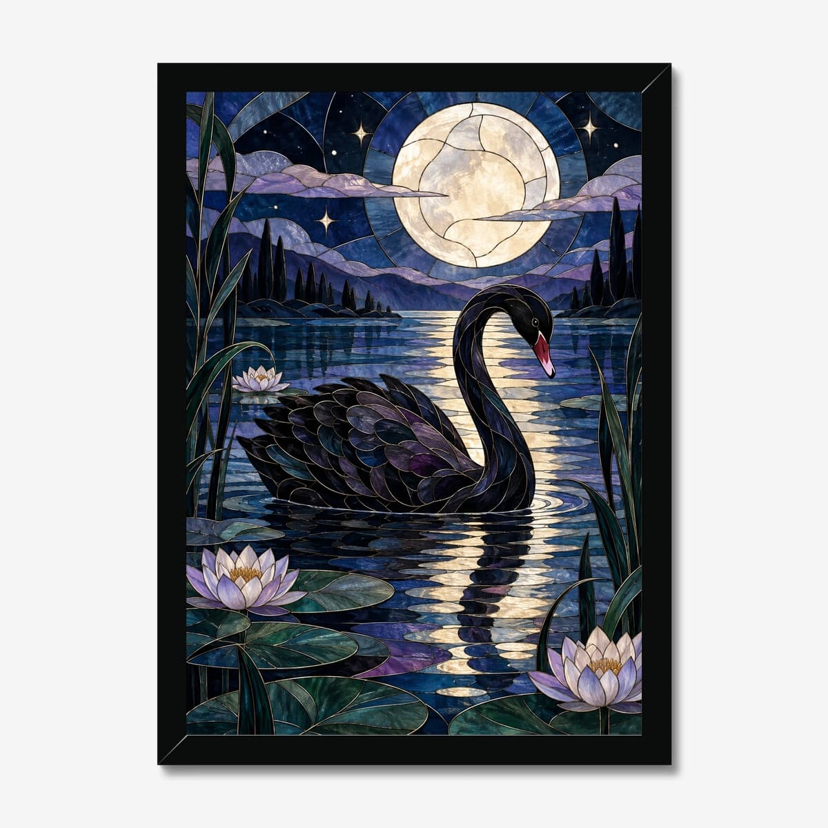 Moonlit Swan in a black Classic frame; digital preview