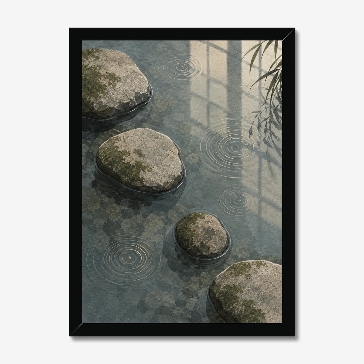 Mossy Stepping Stones in a black Classic frame; digital preview
