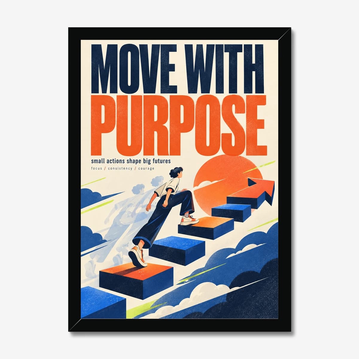 Move With Purpose in a black Classic frame; digital preview