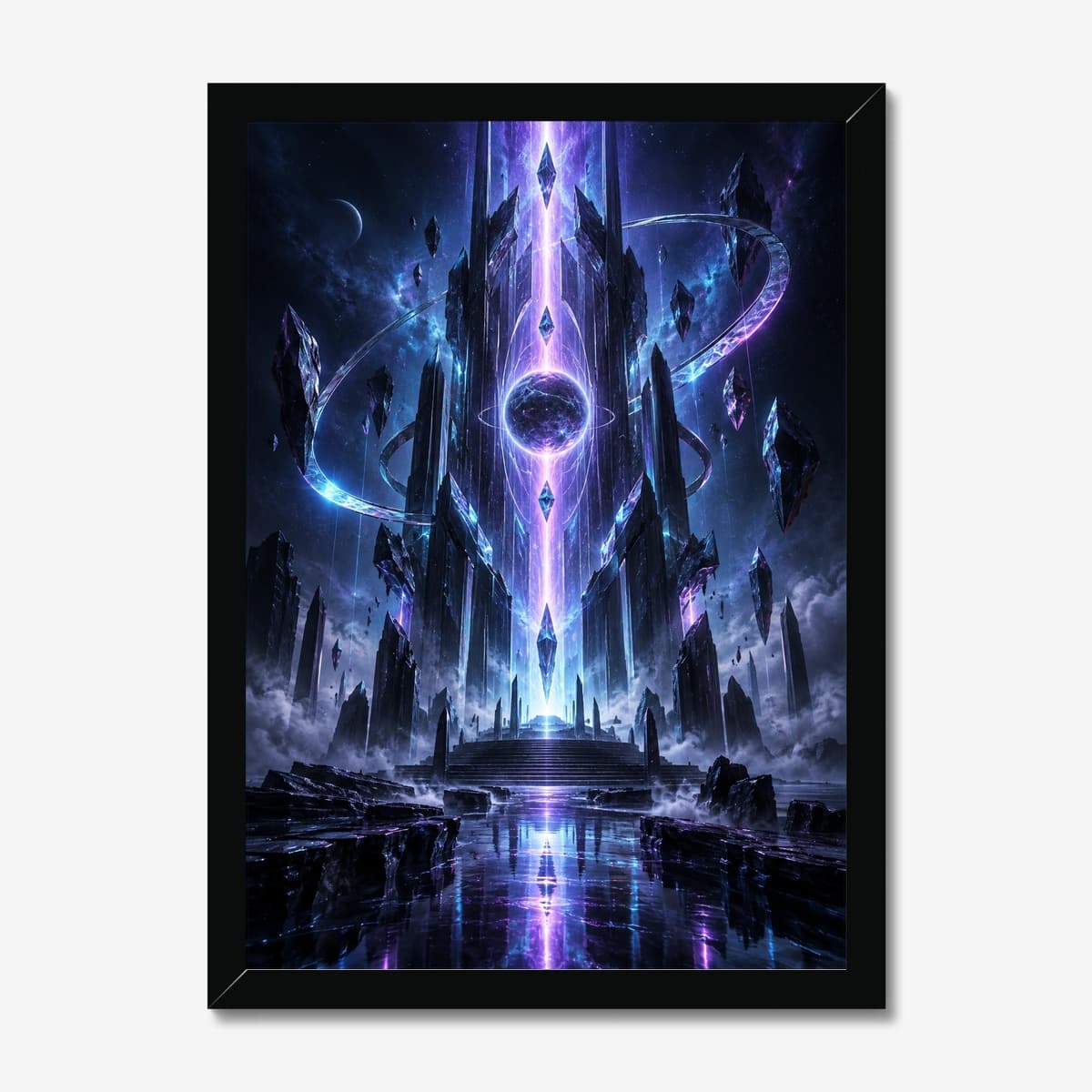 Neon Crystal Portal in a black Classic frame; digital preview