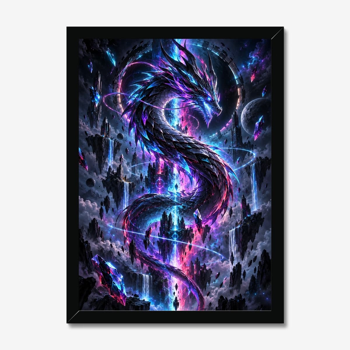 Neon Void Dragon in a black Classic frame; digital preview