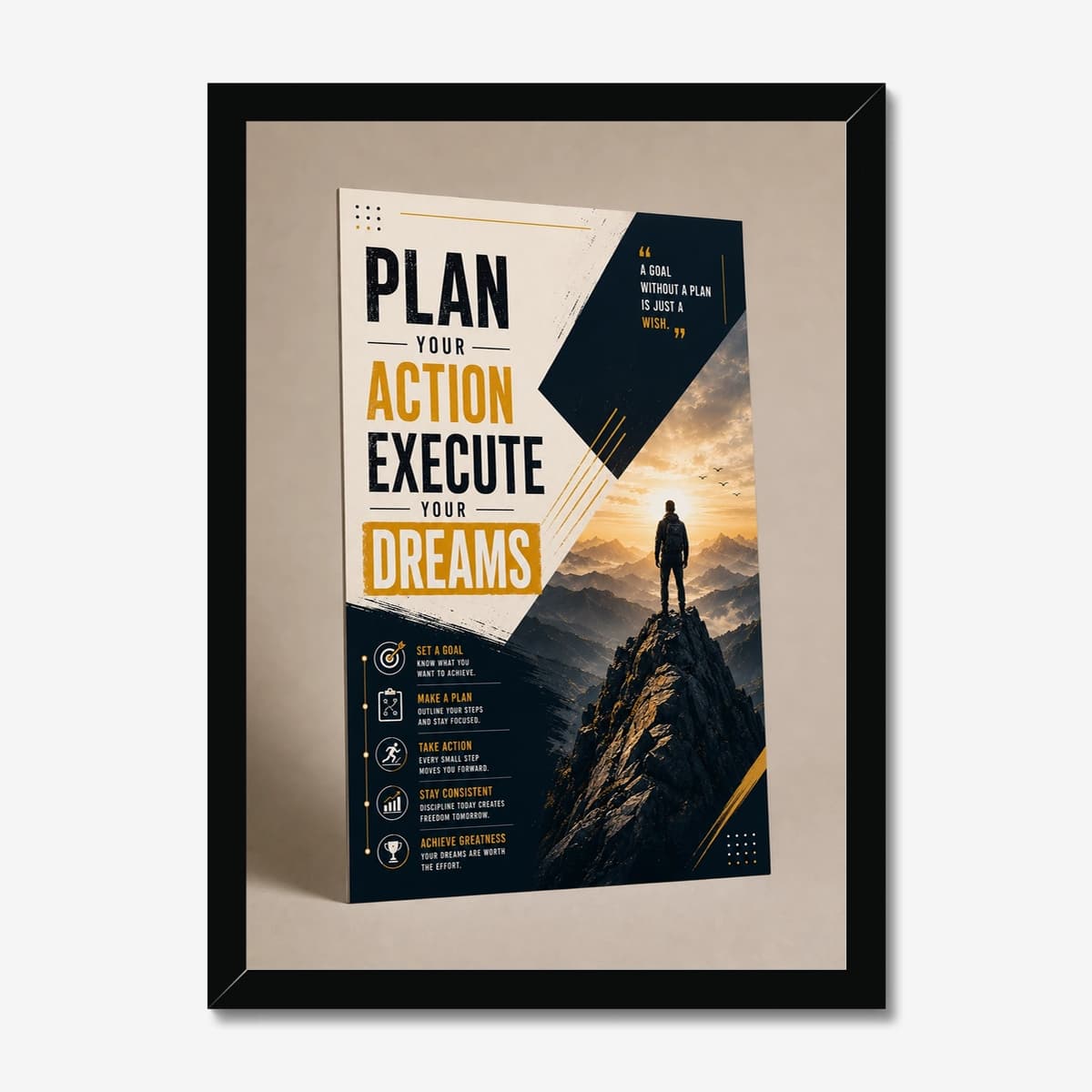 Plan Your Action in a black Classic frame; digital preview