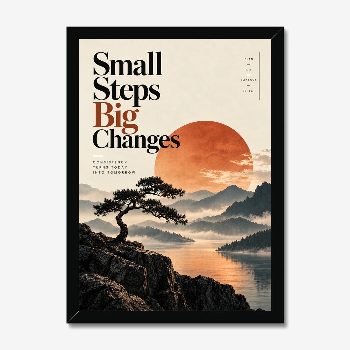 Small Steps Sunrise in a black Classic frame; digital preview