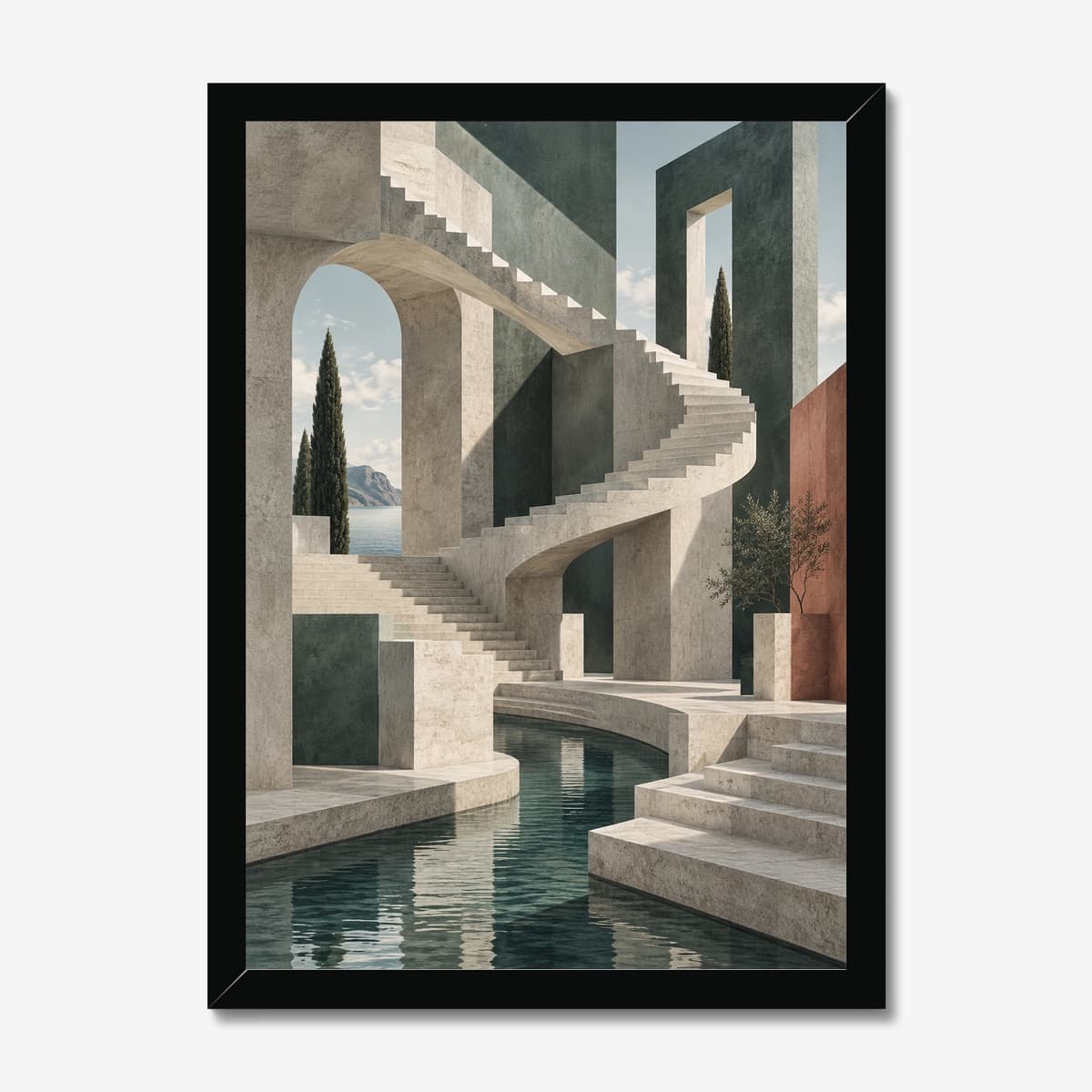 Stone Courtyard in a black Classic frame; digital preview