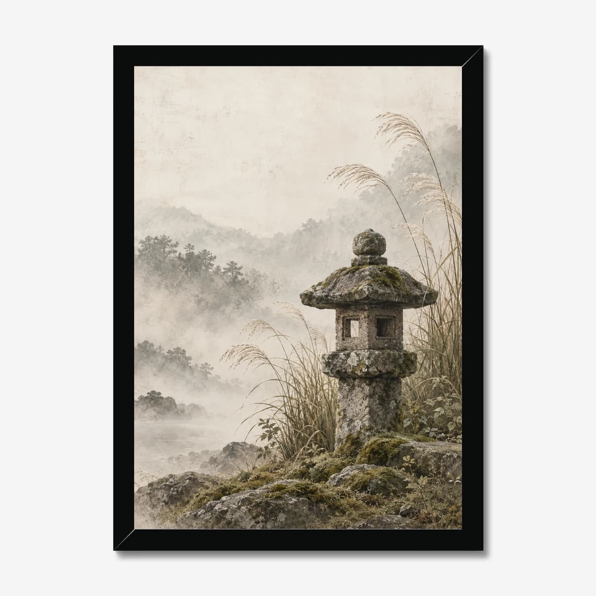 Stone Lantern Garden in a black Classic frame; digital preview
