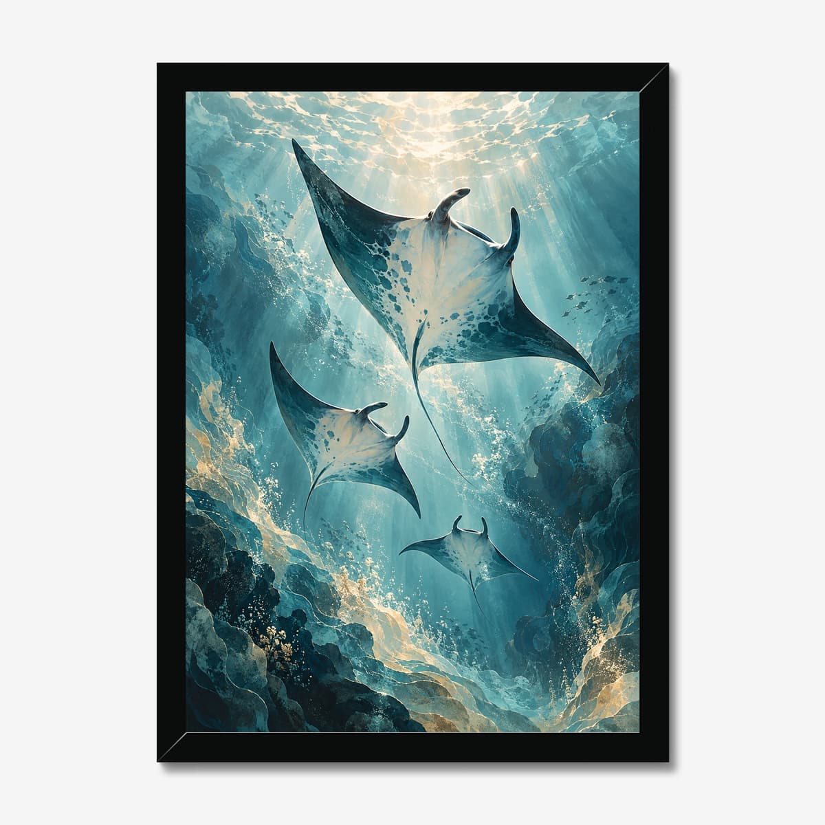 Sunlit Manta in a black Classic frame; digital preview