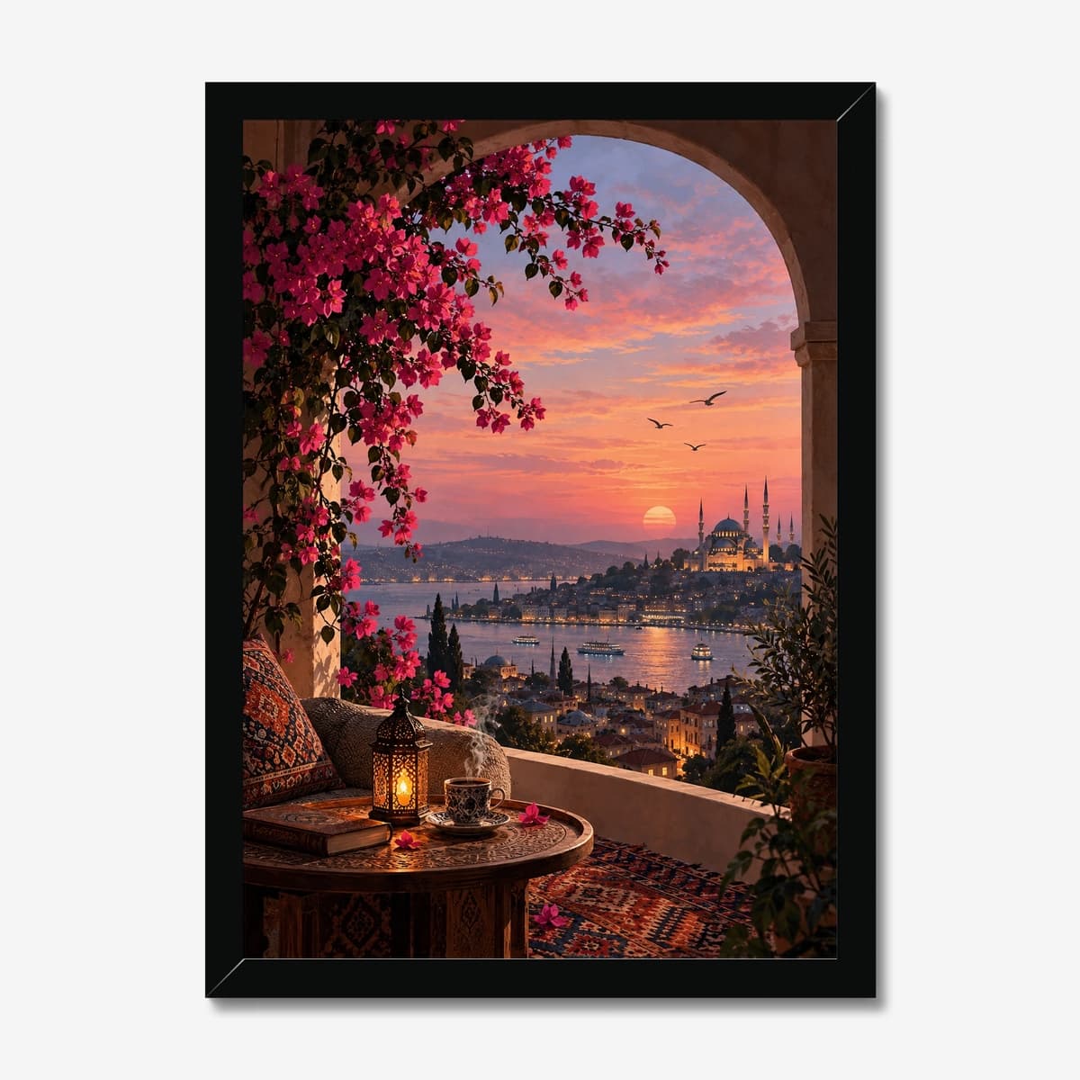 Terrace at Dusk in a black Classic frame; digital preview