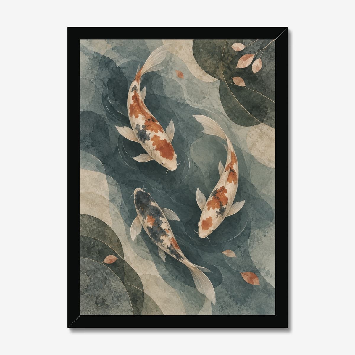 Tranquil Koi Pond in a black Classic frame; digital preview