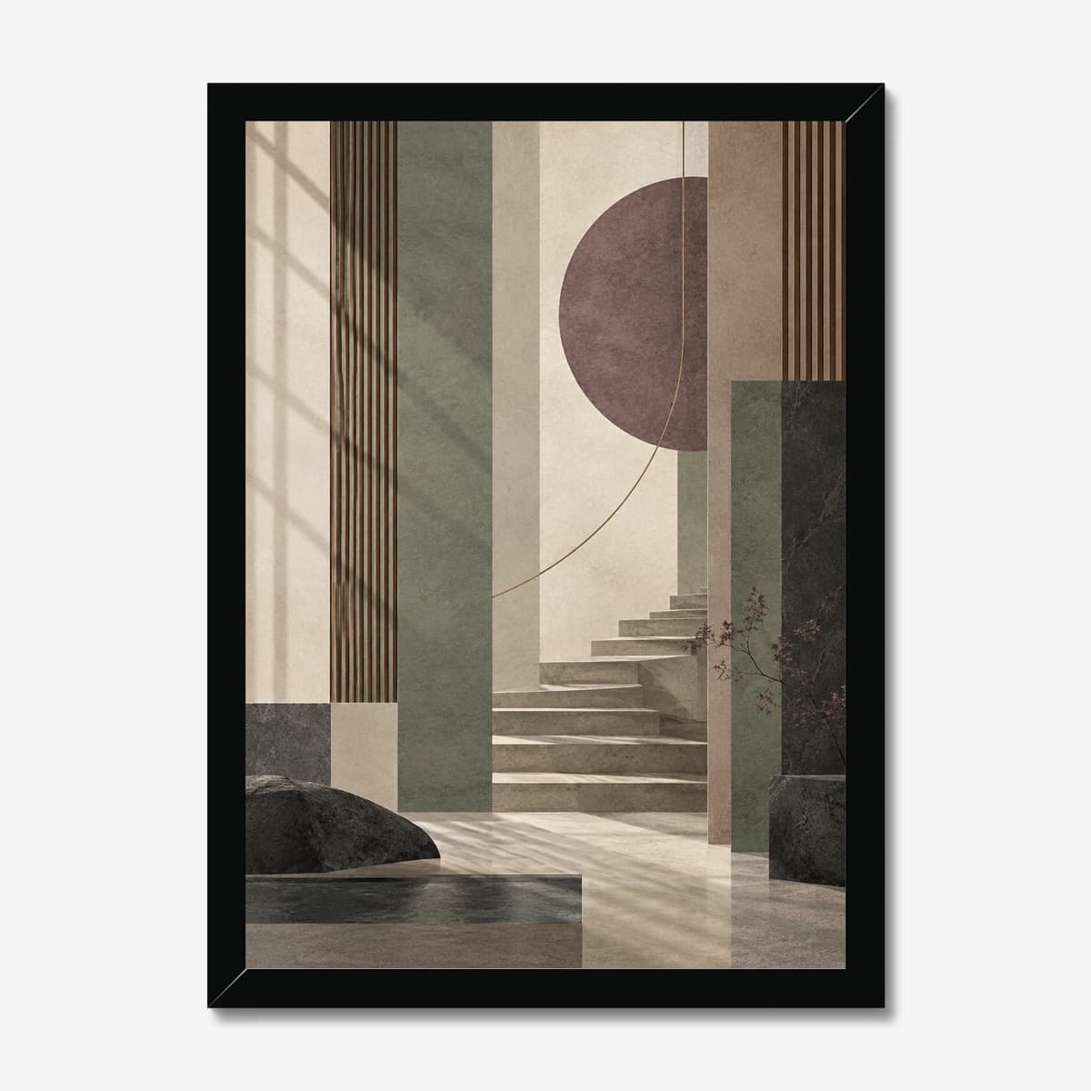 Wabi-Sabi Stairway in a black Classic frame; digital preview