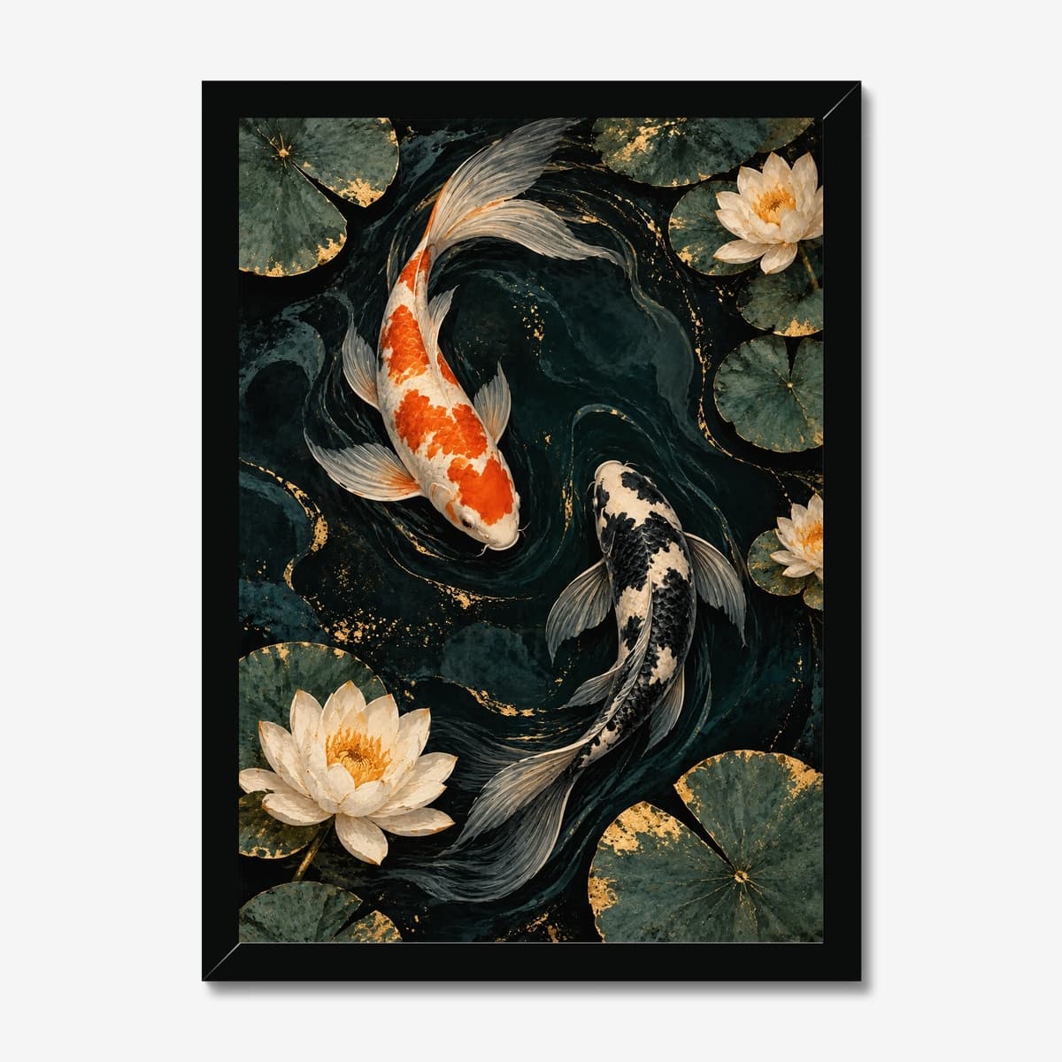 Yin-Yang Koi in a black Classic frame; digital preview