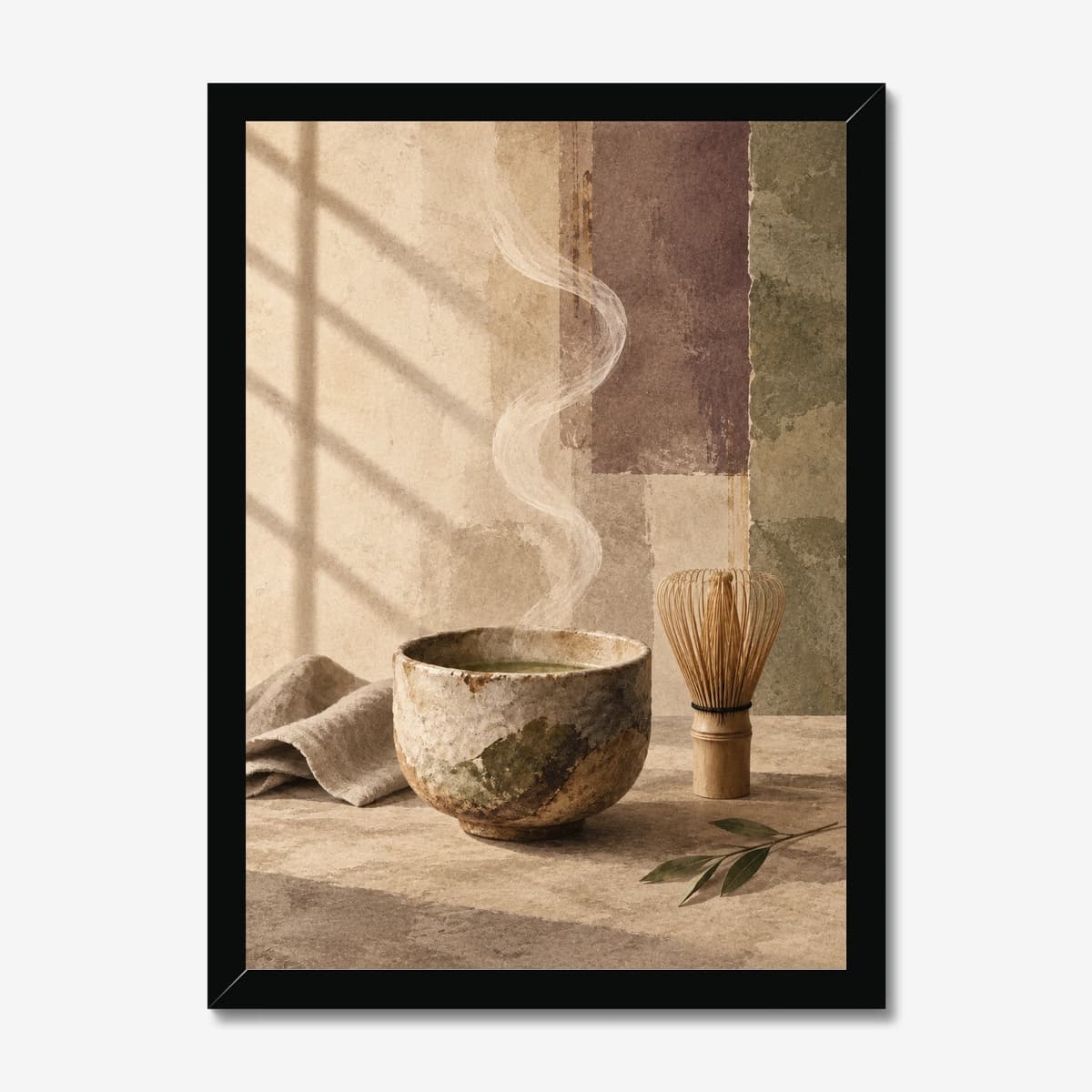 Zen Matcha Still Life in a black Classic frame; digital preview