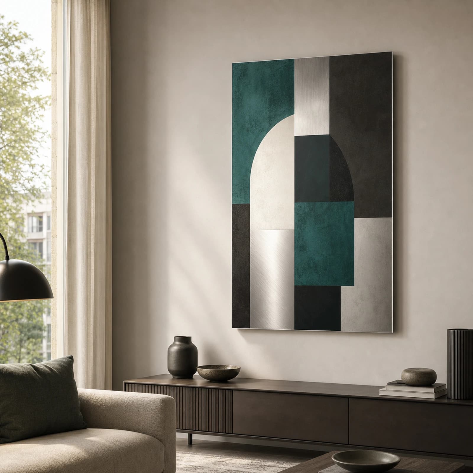 Lasting Details metal poster in a modern living room