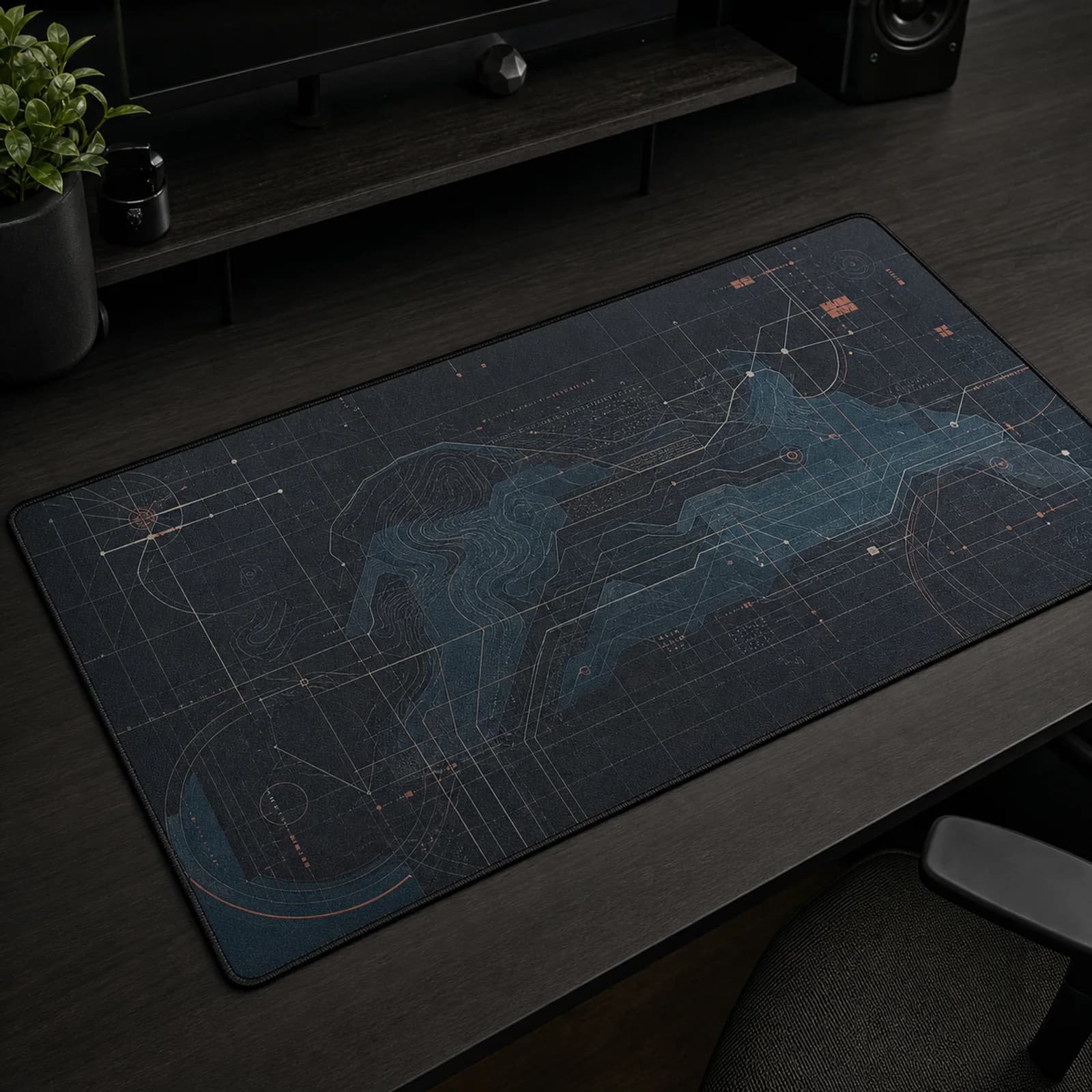 Night Grid Desk Mat