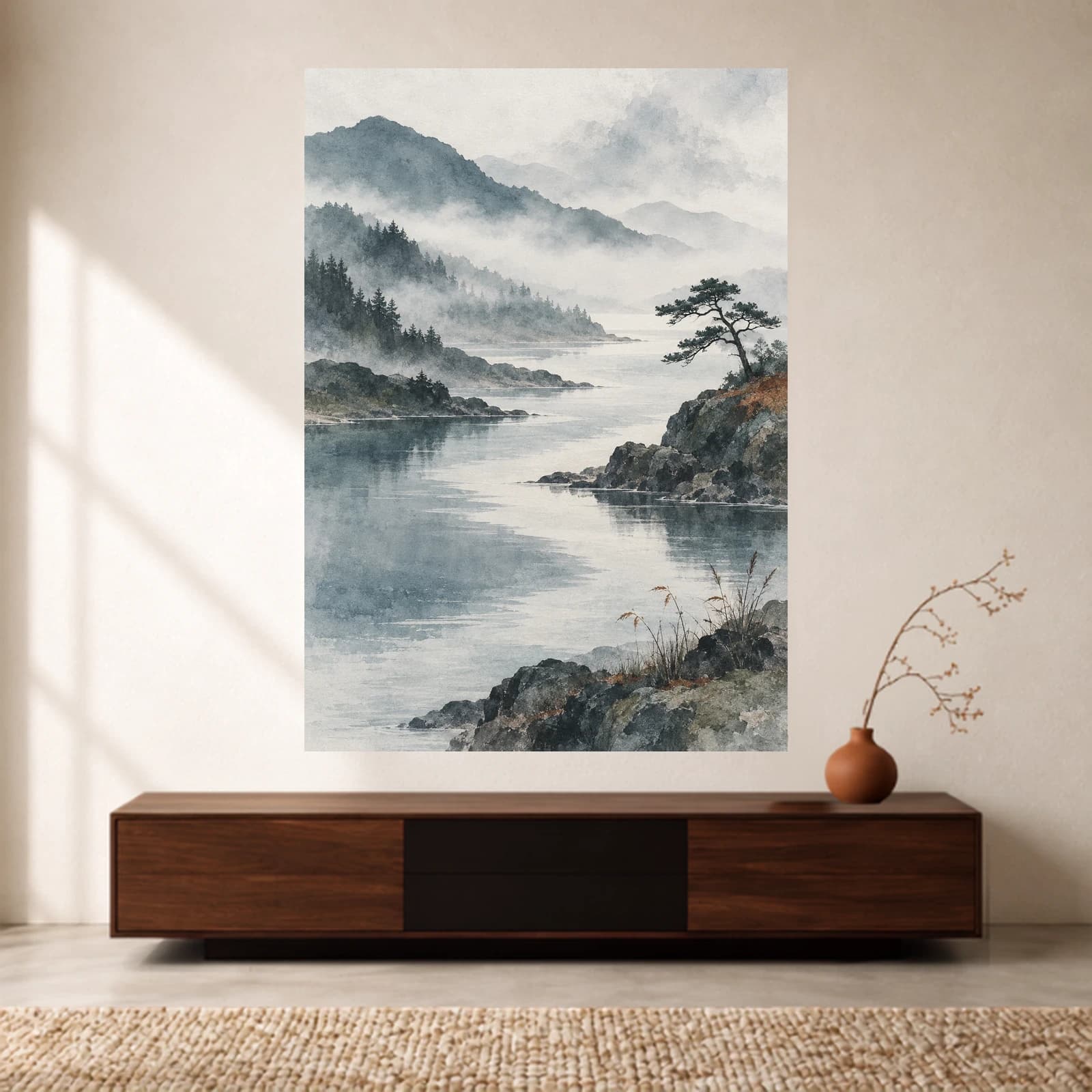 Misty River Valley paper print