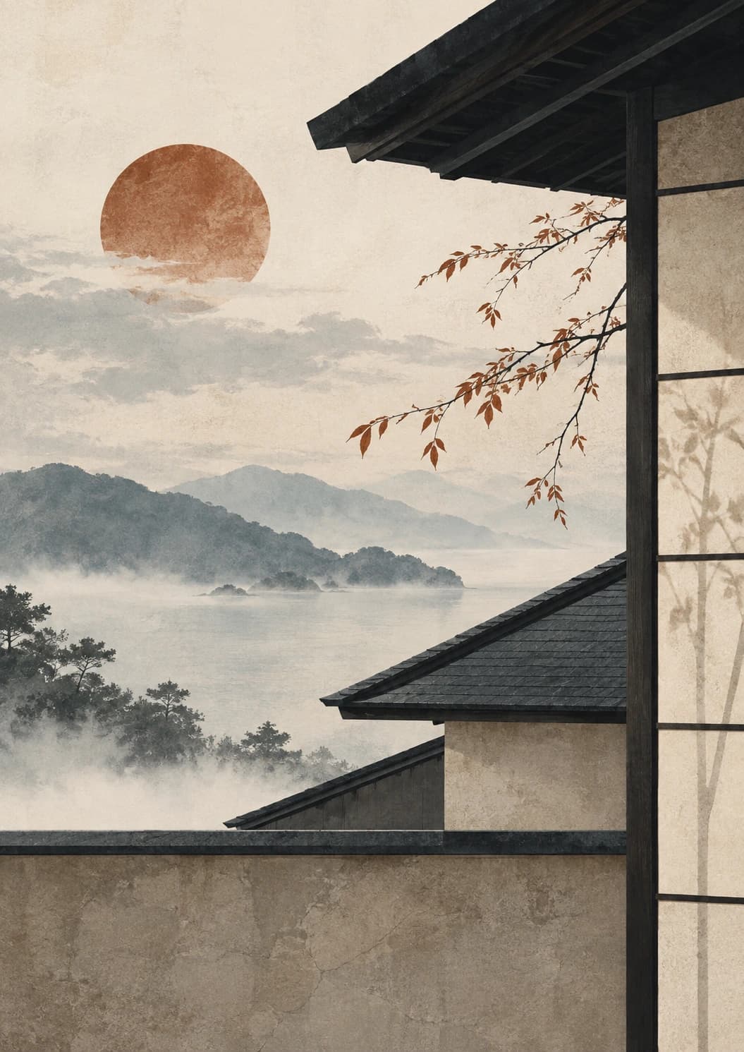 Misty Temple Landscape