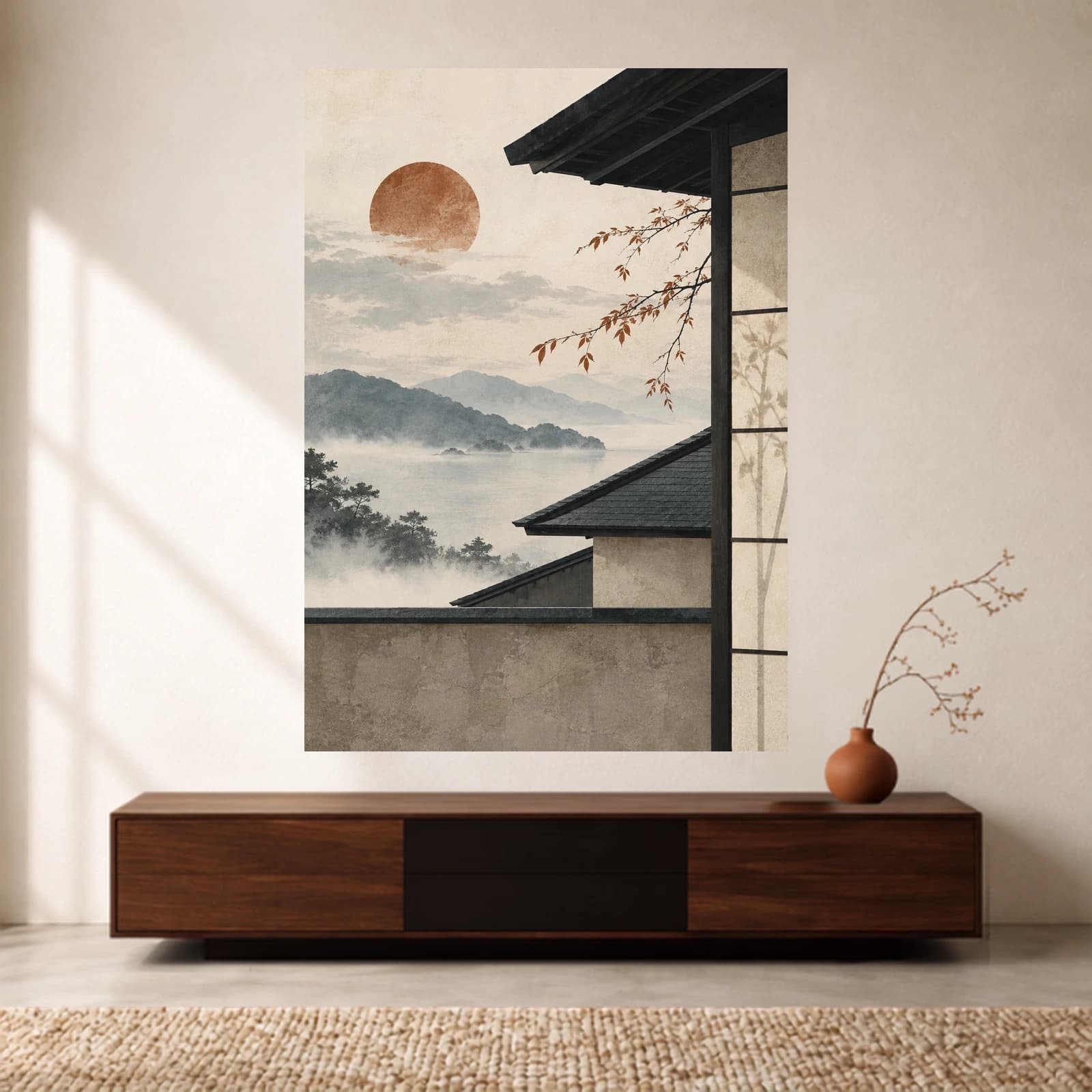 Misty Temple Landscape paper print