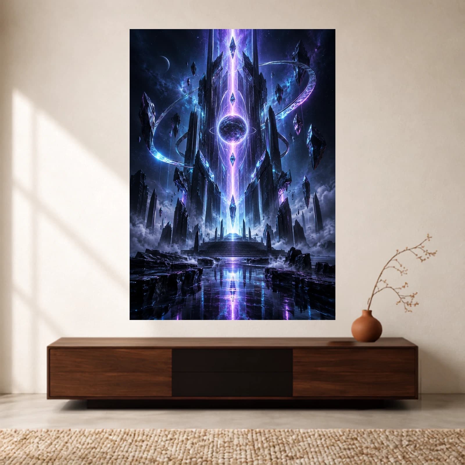 Neon Crystal Portal paper print