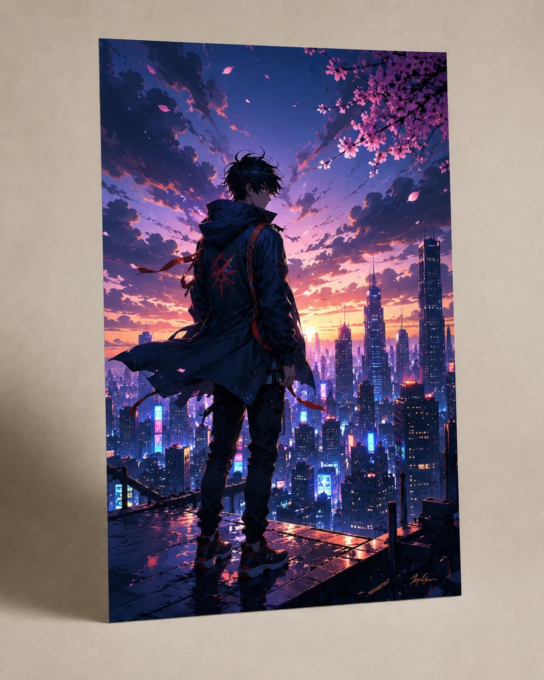 Neon Rooftop paper print