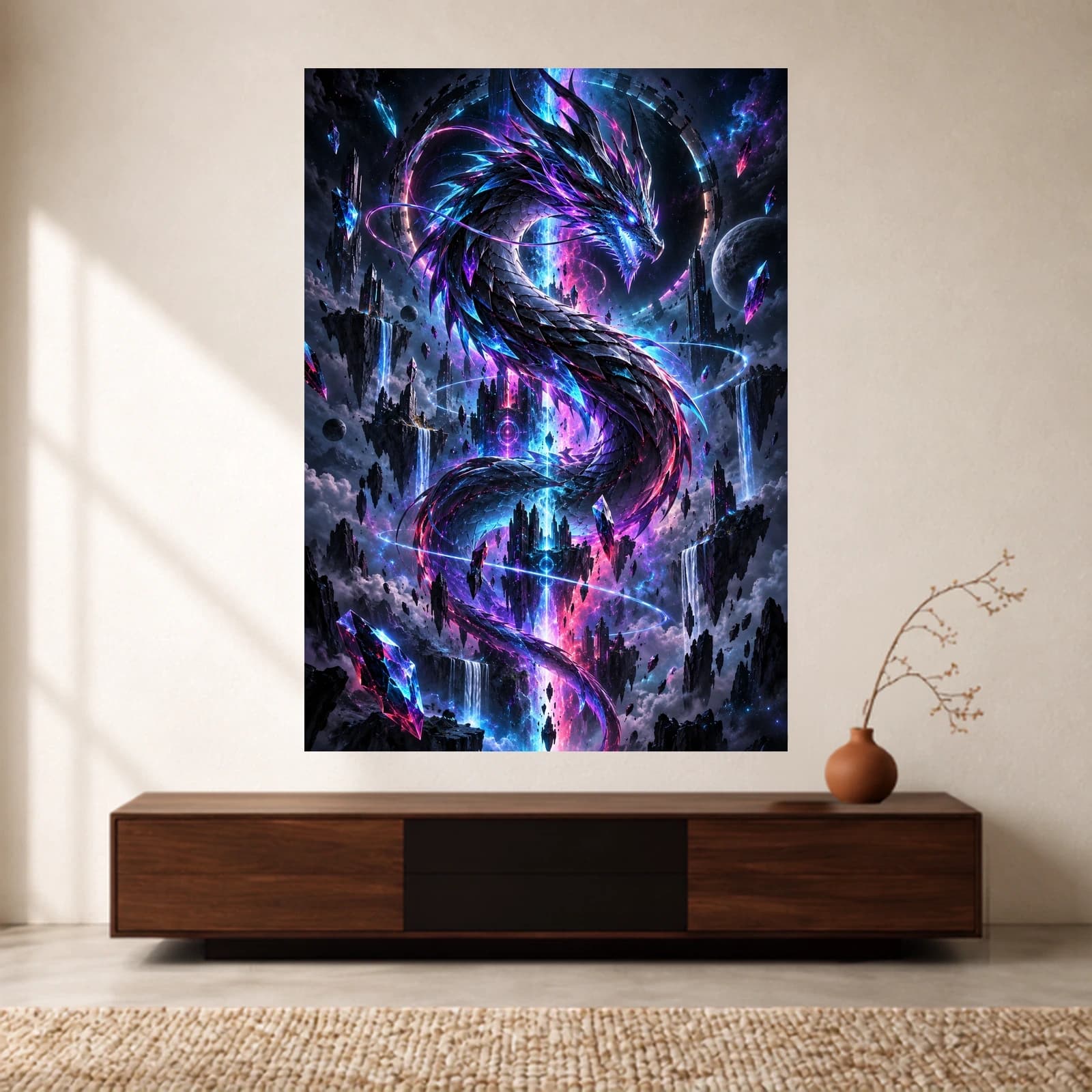 Neon Void Dragon paper print