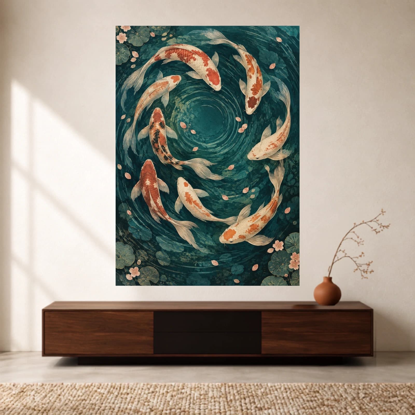 Spiraling Koi paper print